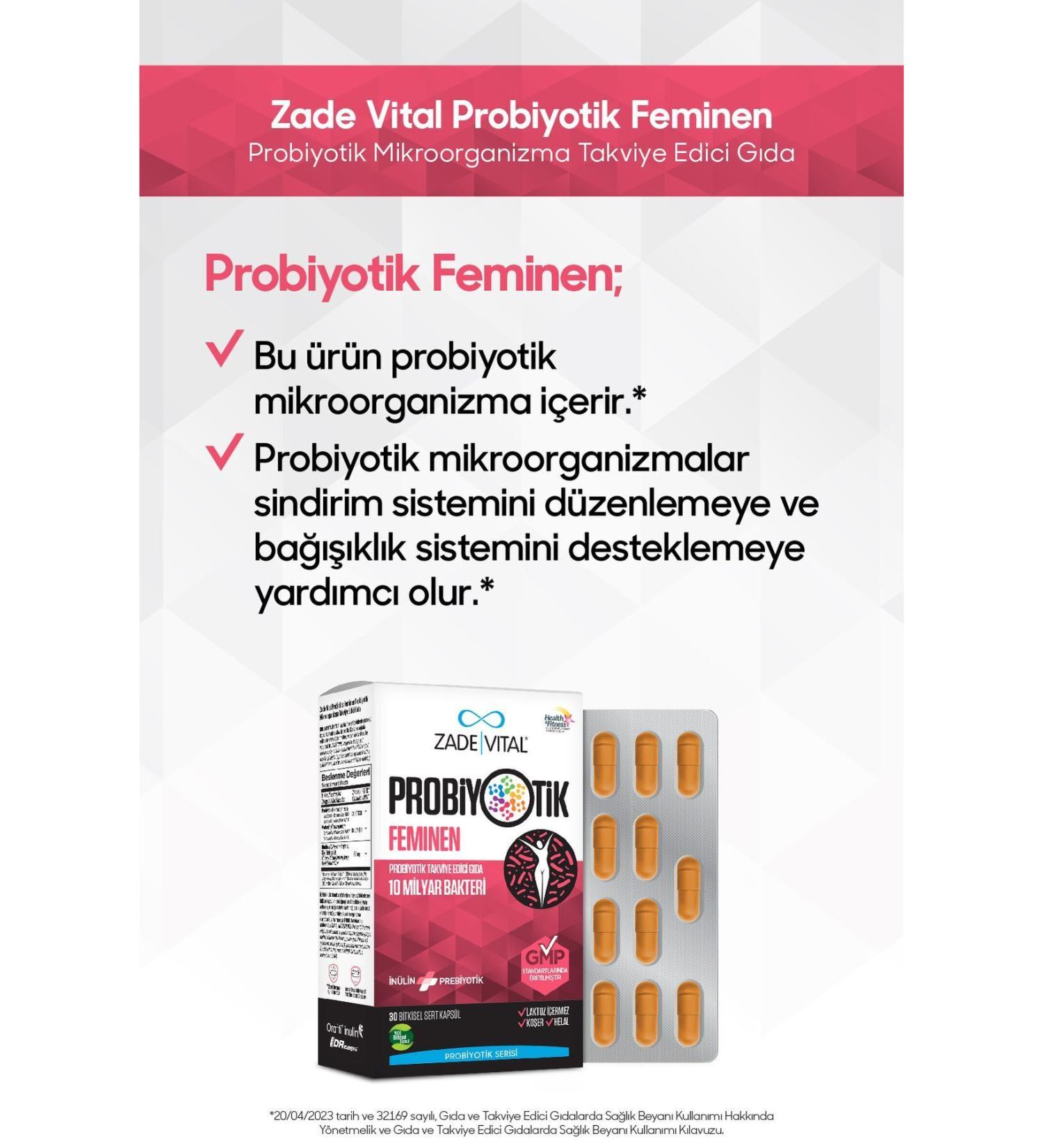 Zade Vital Feminine Probiotic Food Supplement 30 Capsules - Buy Online on GoSupps.com