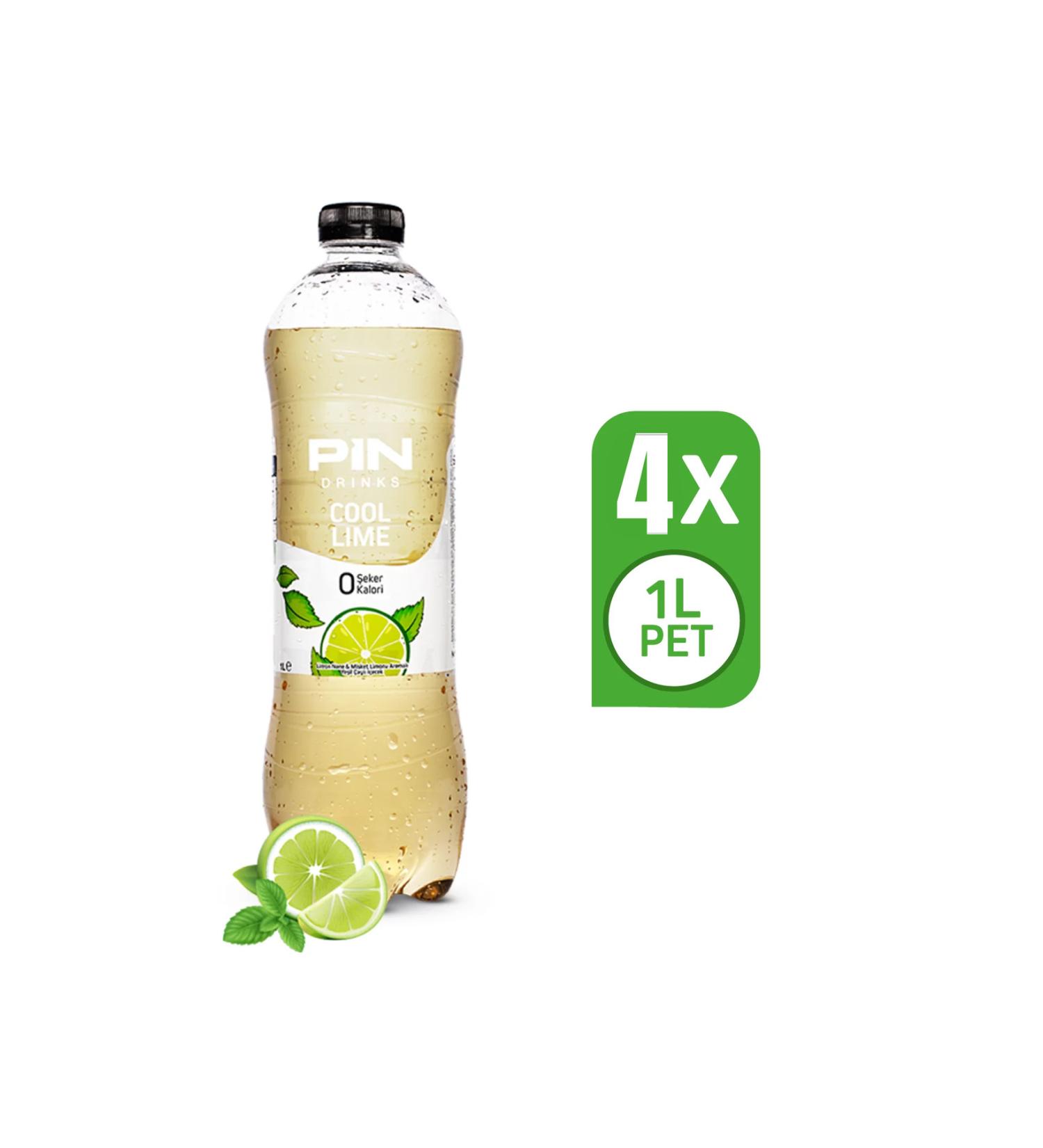 Pin Cool Lime - Sugar Free & Calorie Free 1 Liter x 4 Pieces