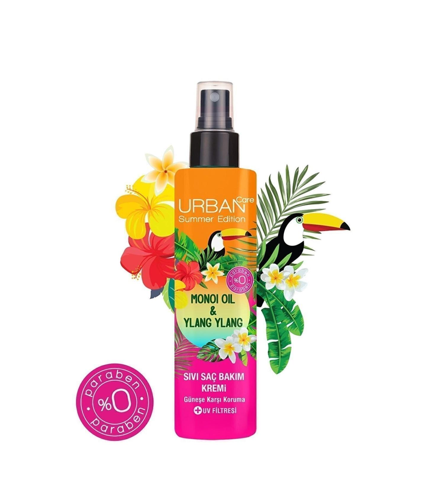 Urban Care Summer-monoi Oil&ylang Sun Protection Liquid Vegan Hair Care Cream 200 ..ml