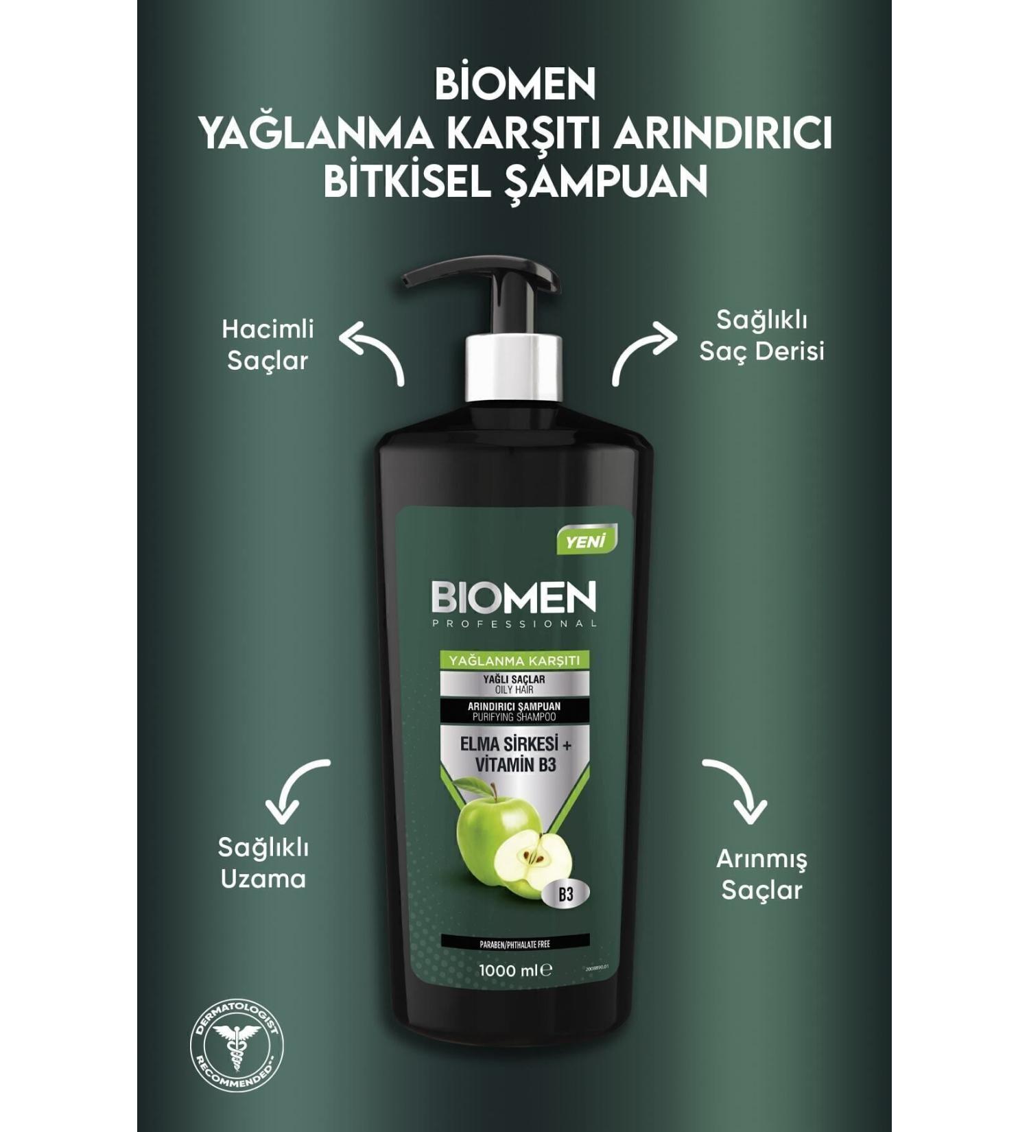 Biomen Effective Anti-Oil Shampoo Containing Apple Cider Vinegar and Vitamin B3 Special for Oily Hair - Buy Online on GoSupps.com