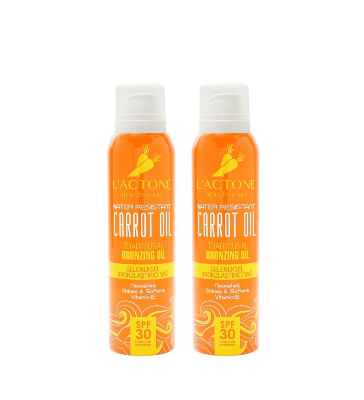 L'ACTONE Carrot Oil Spf30 Traditional Bronzing Oil Set of 2 150 ml / Bronzing Carrot Oil Vitamin E