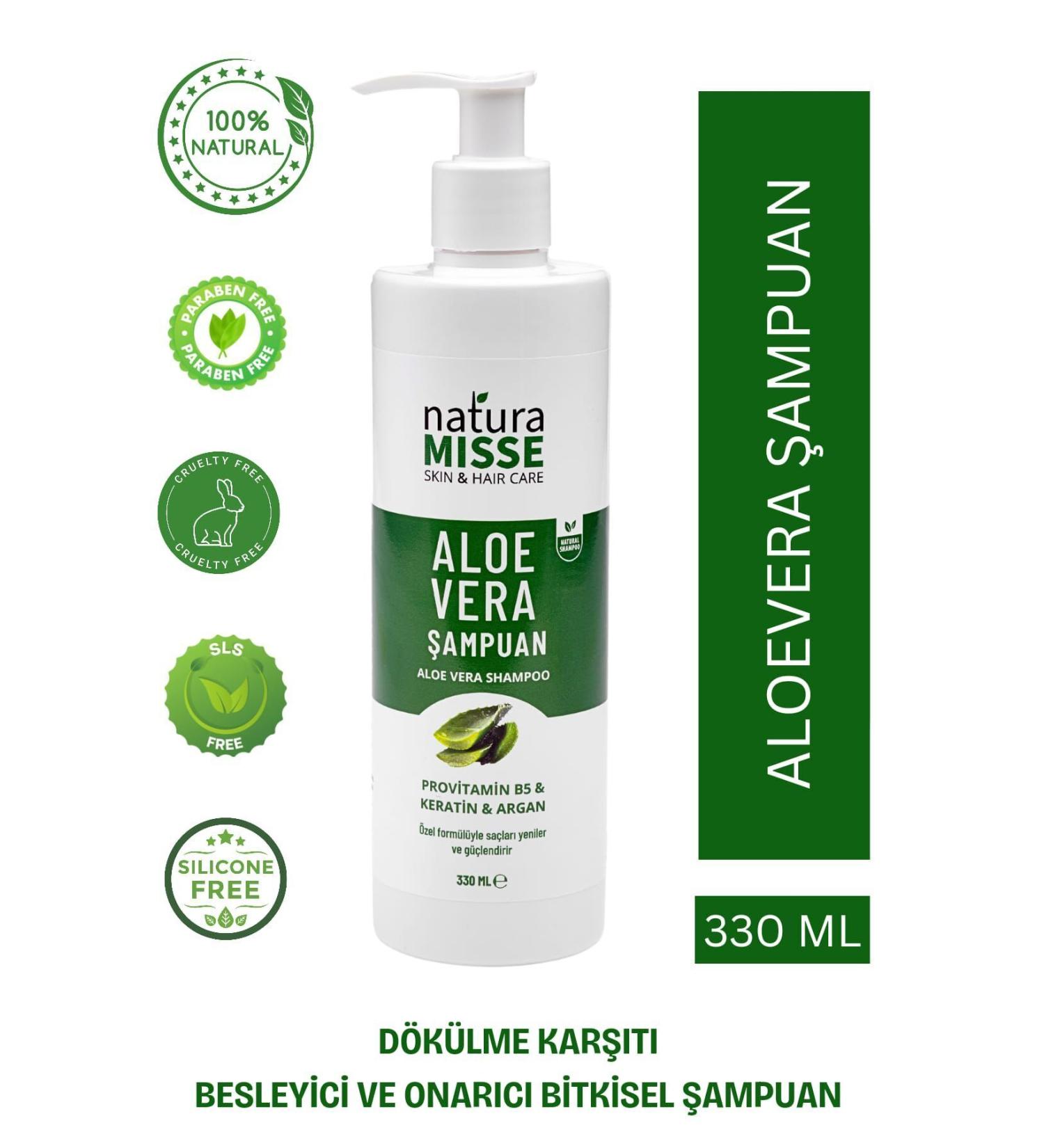naturamisse Aloe Vera Shampoo 330 ml Keratin B5 Provitamin Ylang Oil Anti-Loss Strong Nourishing Hair - Buy Online on GoSupps.com