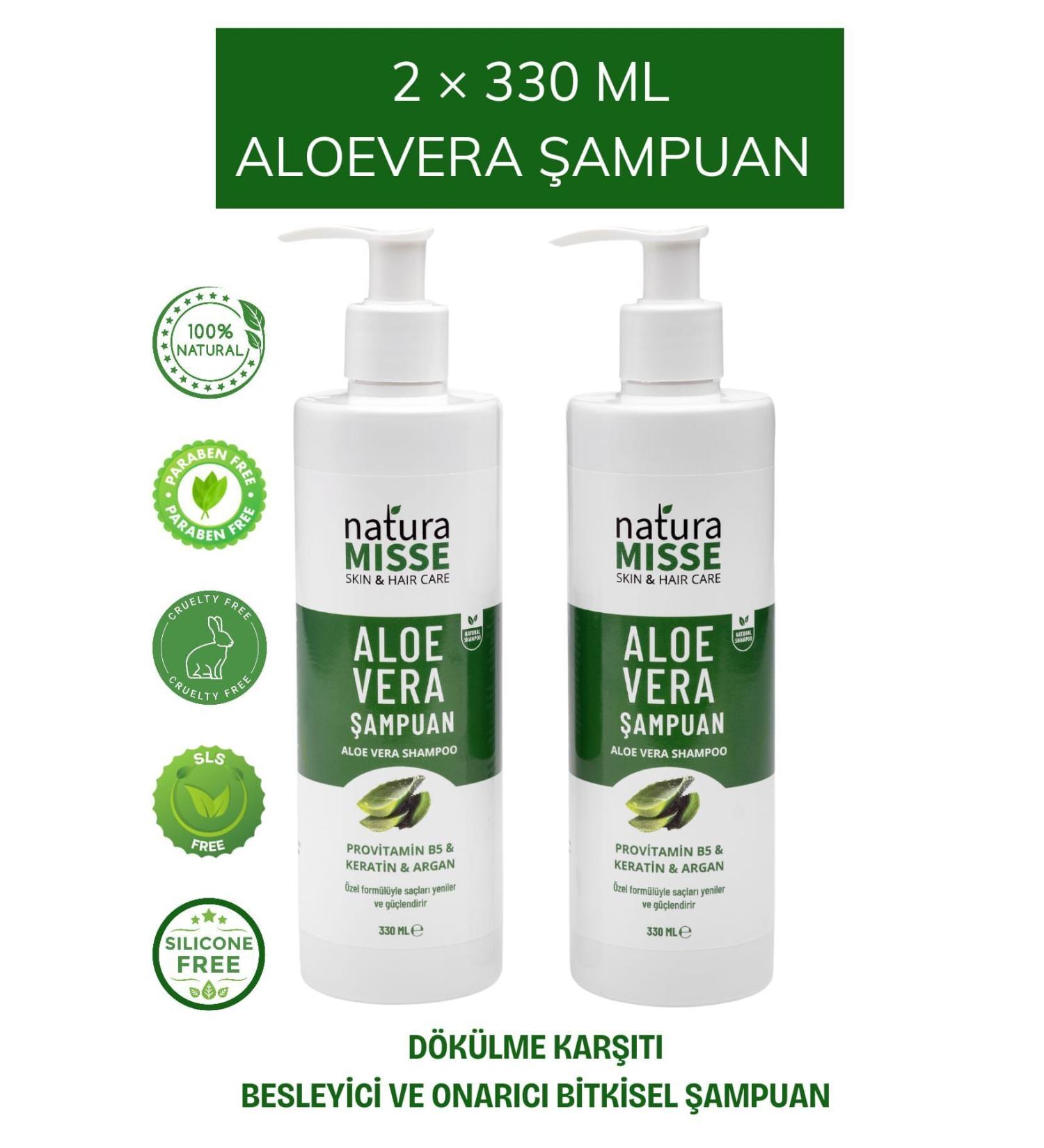 naturamisse 2 Pieces Aloe Vera Shampoo 660 ml Keratin Provitamin Ylang Oil Anti-Loss Strong Nourishing Hair - Buy Online on GoSupps.com