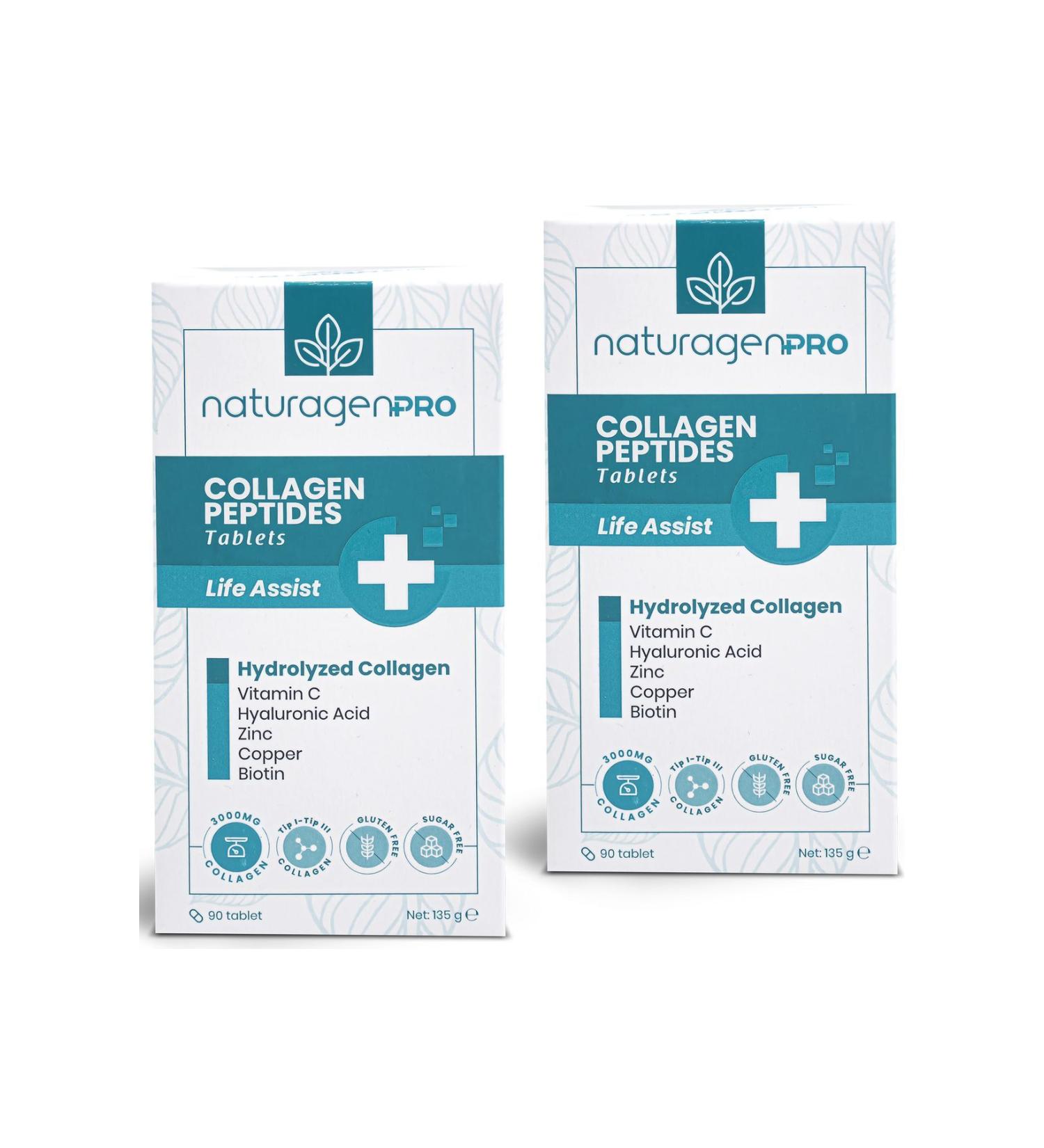 Naturagen Pro Collagen 2x90 Tablets Hydrolyzed Collagen (TYPE-1 & TYPE-3 HYALURONIC ACID VITAMIN C BIOTIN ZINC COPPER) - Buy Online on GoSupps.com