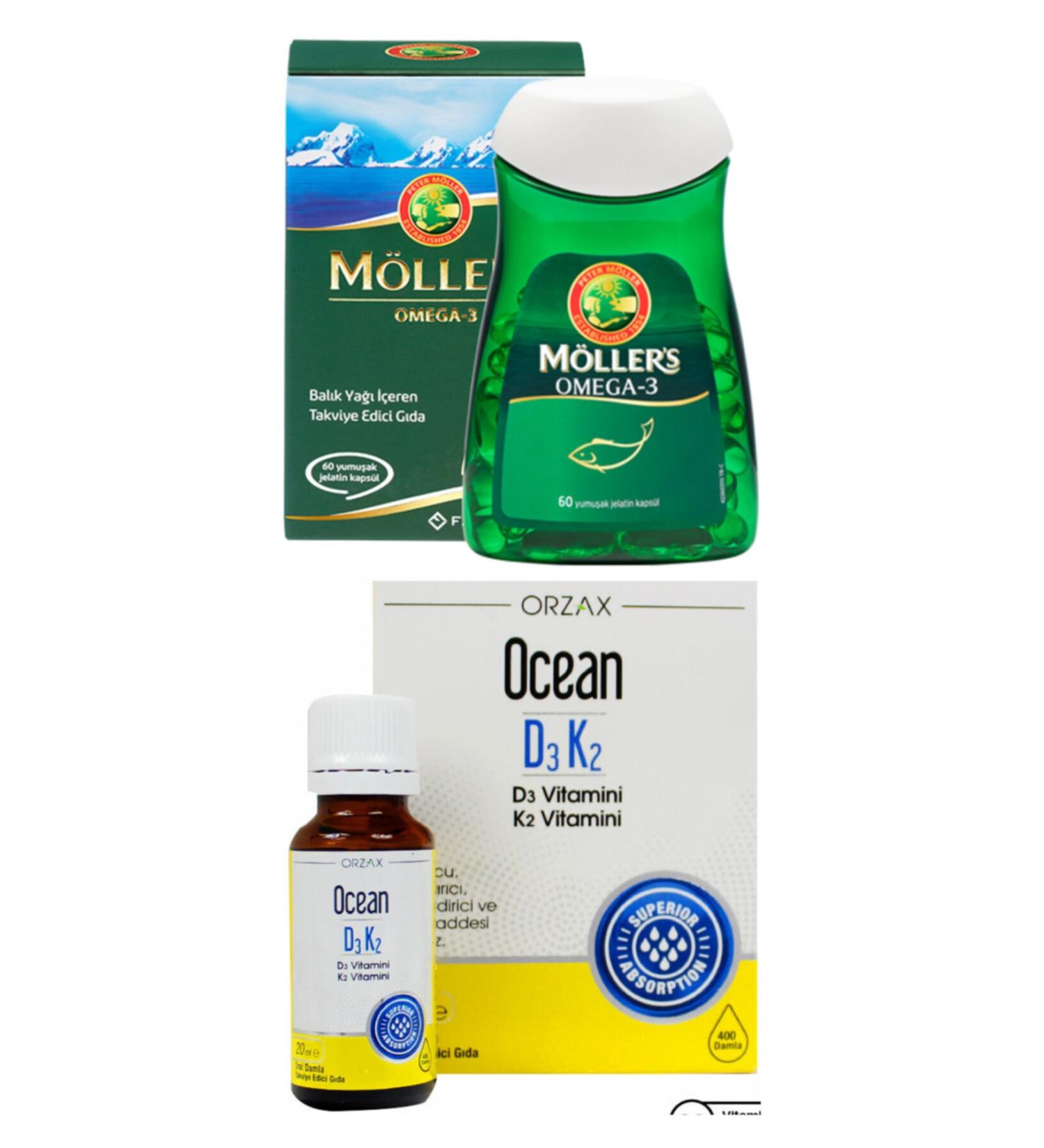 Ocean Omega 3 60 Capsules + Ocean Vitamin D3 K2 Drops 20ml