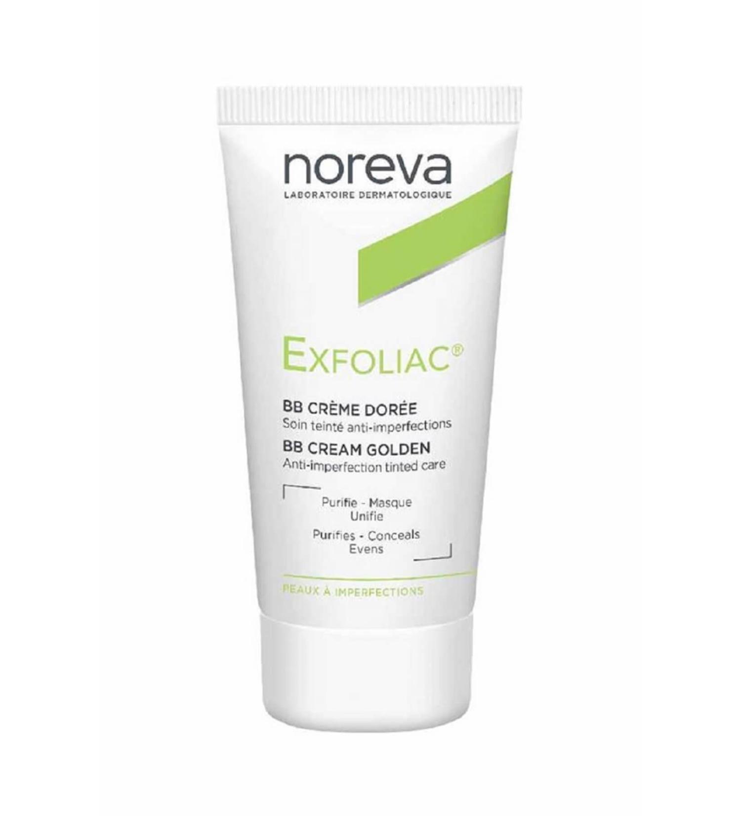 Noreva Color Care Cream for Combination-Oily Skin Medium Tone - Exfoliac BB Cream Golden 30 ml