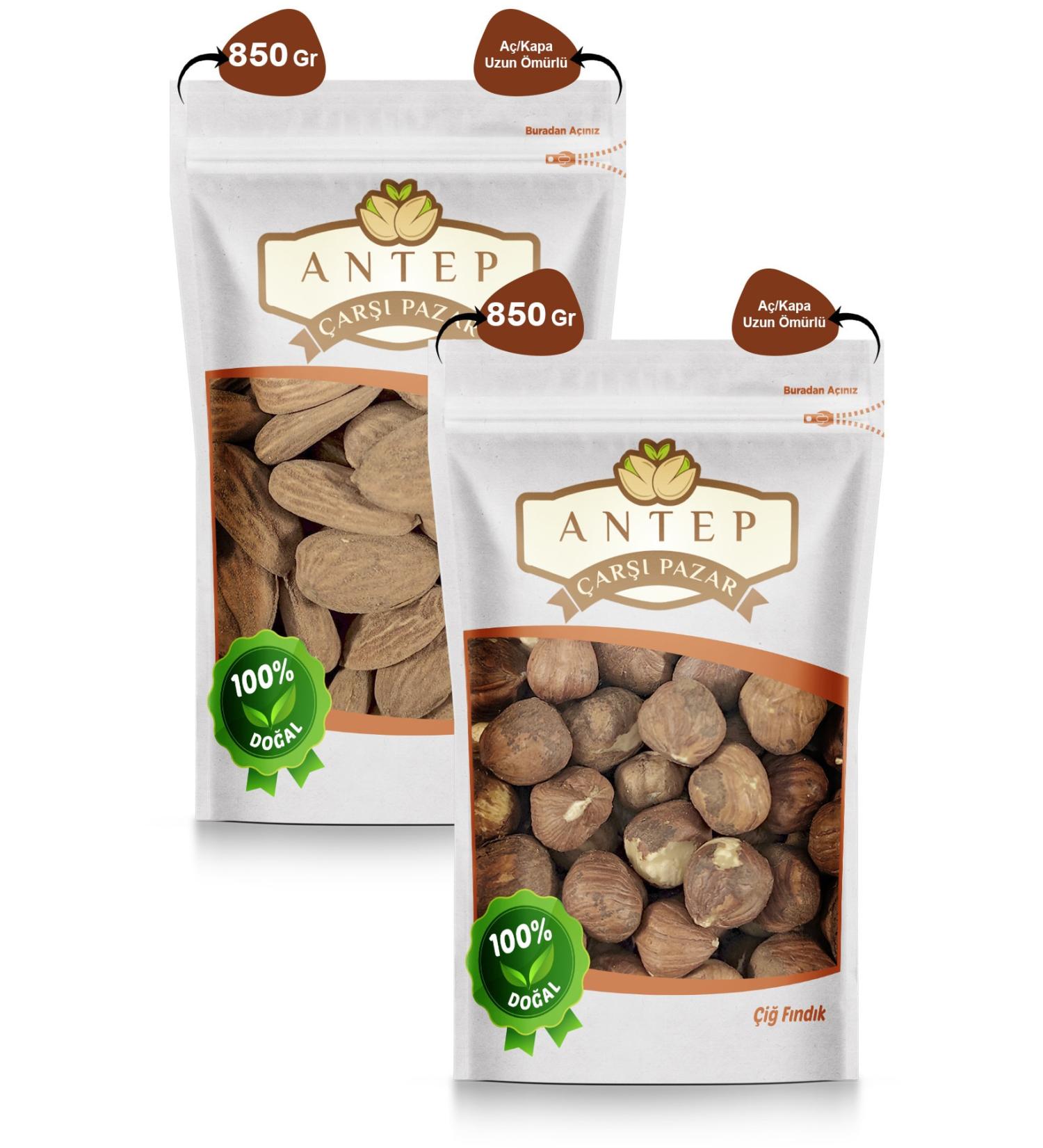 Antep Bazaar Local Raw Almonds 850 gr. Raw Hazelnuts 850 gr. - Buy Online on GoSupps.com