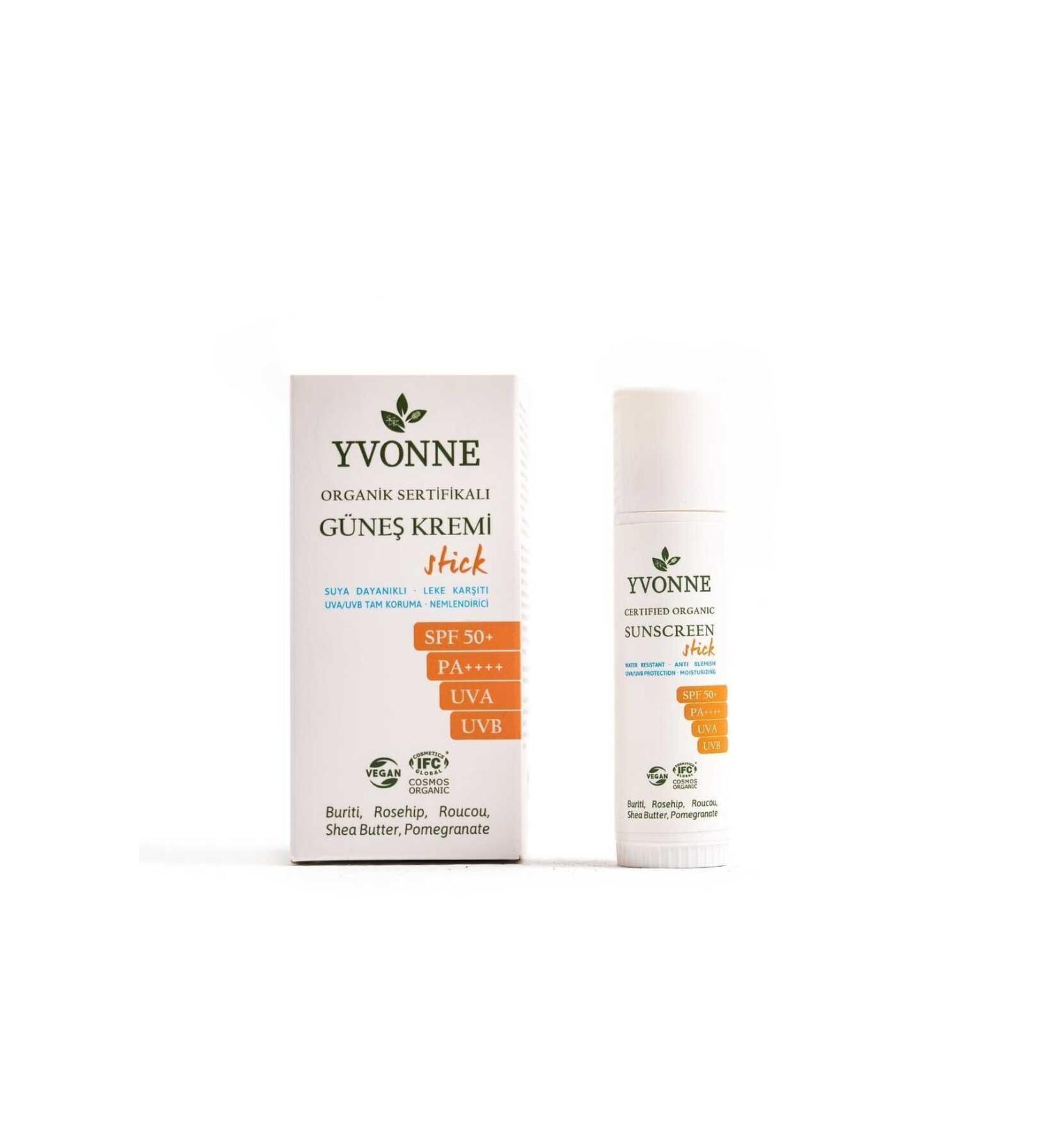YVONNE Organic Certified Vegan Sunscreen Stick 15 ml 50 SPF PA++++ UVA / UVB - Buy Online on GoSupps.com
