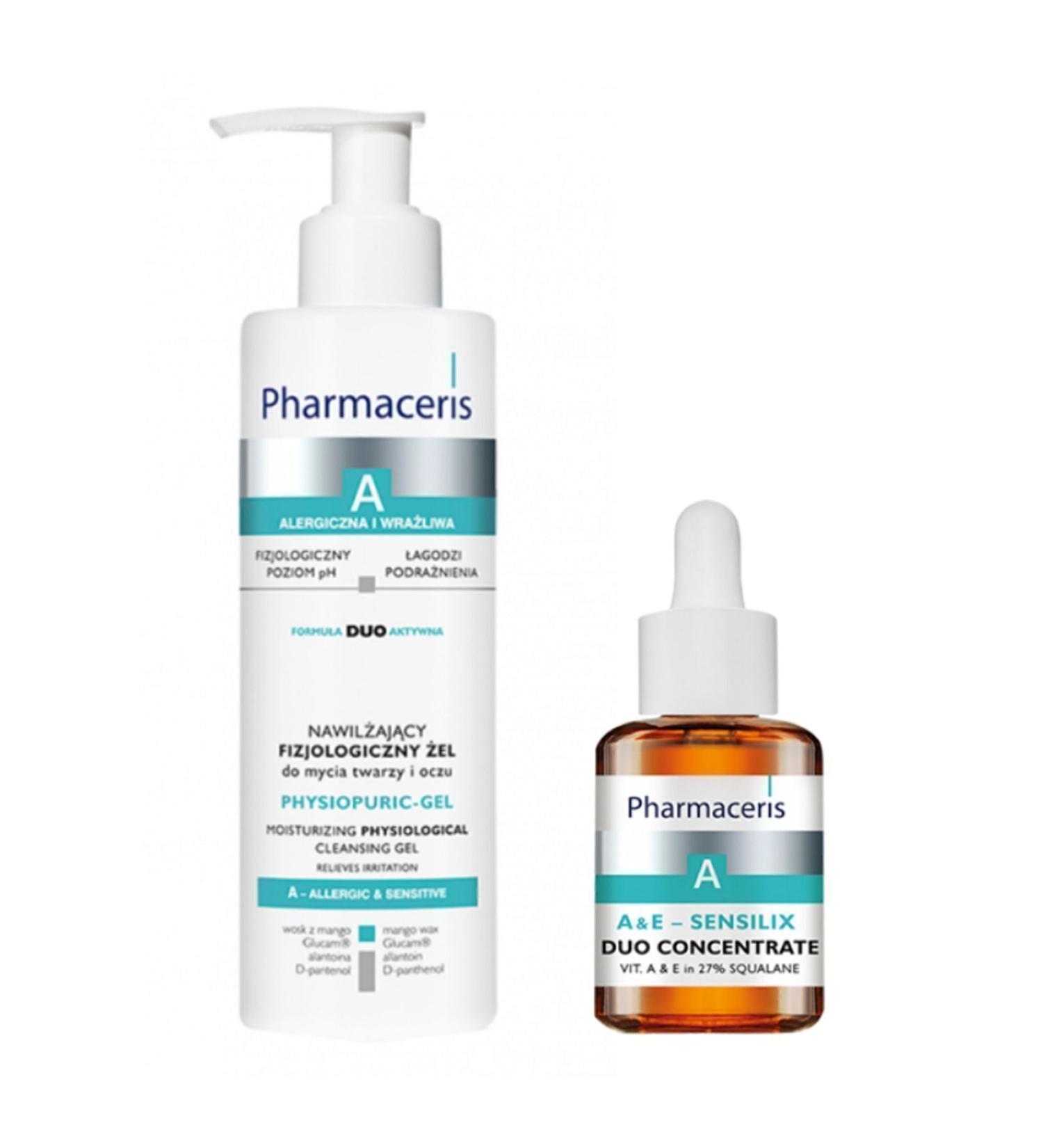 Pharmaceris Dermo - VITAMIN A AND E DUO SERUM & MOISTURIZING PHYSIOLOGICAL CLEANSING GEL - Buy Online on GoSupps.com
