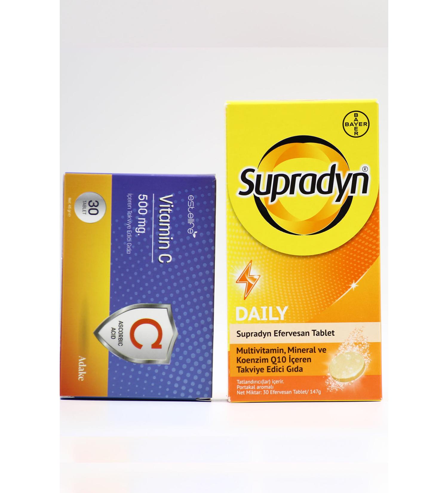 Supradyn Daily Effervescent 30 Tablets - Vitamin C for Daily Energy and Vitality 500mg 30TB - Buy Online on GoSupps.com