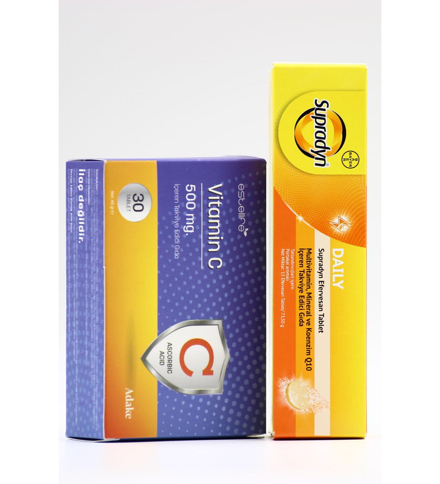 Supradyn Daily Effervescent 15 Tablets - Vitamin C for Daily Energy and Vitality 500mg 30TB - Buy Online on GoSupps.com