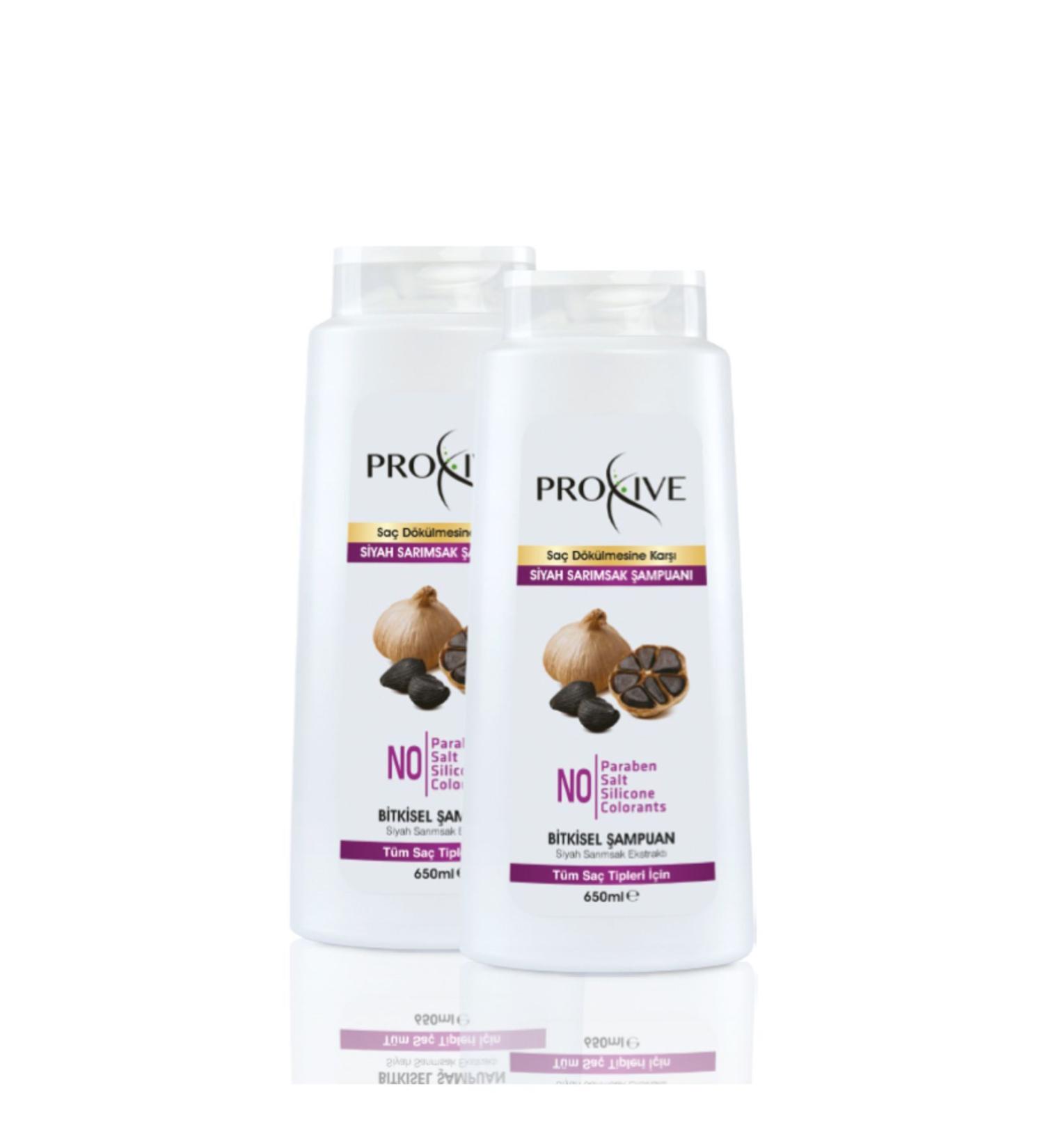 PROX VE Salt-Free Paraben-Free Silicone-Free Dye-Free Anti-Hair Loss Black Garlic Extract Shampoo 650 ml X 2-Pack - Buy Online on GoSupps.com