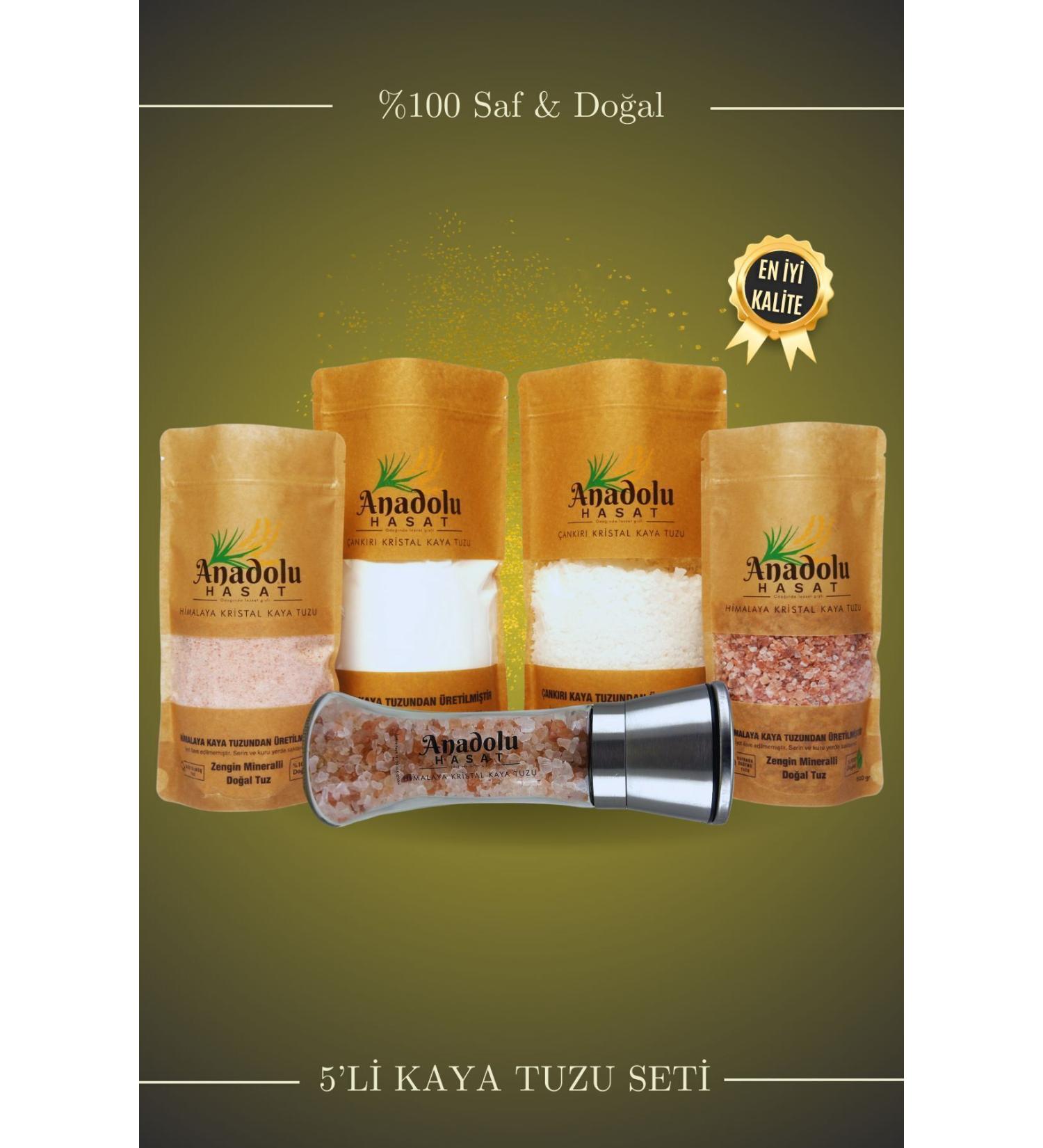 ANATOLIAN HASAT Set of 5 - Cankiri and Himalayan Crystal Rock Salt and Ceramic Set - Buy Online on GoSupps.com