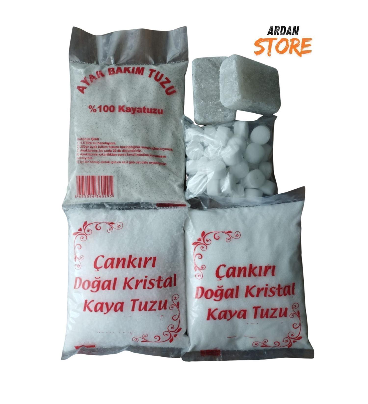 ARDAN 5-pack Product Package - Crystal Rock Salt Ground Food and Foot Care Dishwashing Tablet and Soap