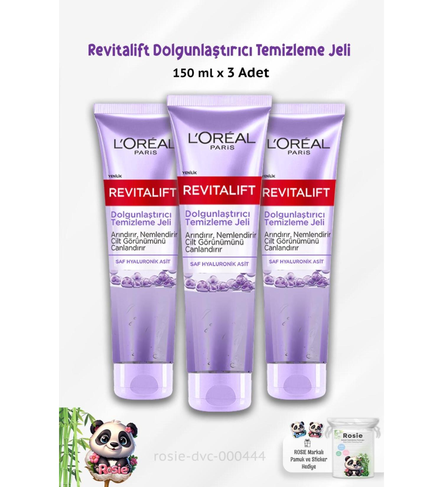 L'Oreal Paris 3 Pieces Loreal Paris Revitalift Plumping Cleansing Gel 150 ml and ROSIE - Buy Online on GoSupps.com