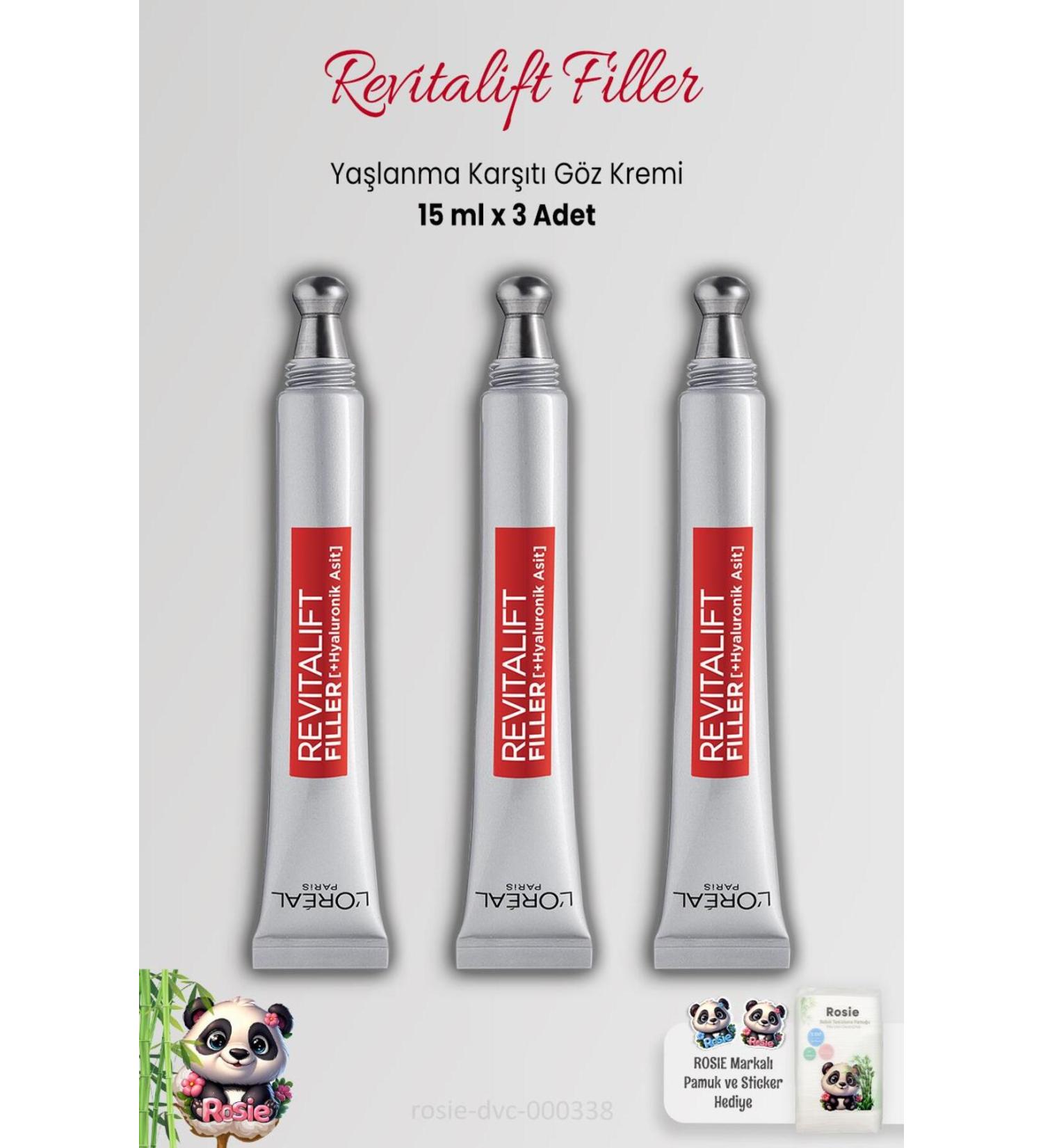 L'Oreal Paris Loreal Paris 3 Pieces Revitalift Filler Anti-Aging Eye Cream 15 ml and ROSIE - Buy Online on GoSupps.com