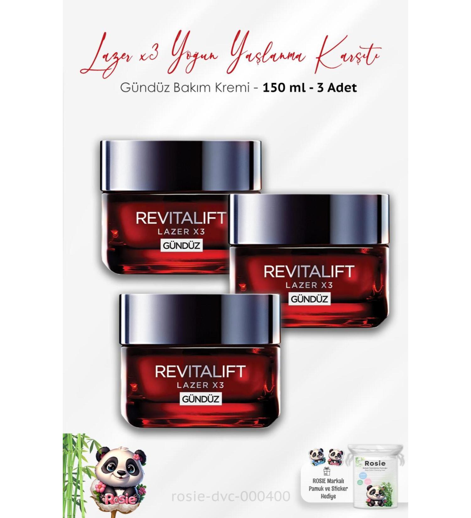 L'Oreal Paris 3 Pieces Loreal Paris Revitalift Laser X3 Anti-Aging Day Cream 50 ml and ROSIE - Buy Online on GoSupps.com