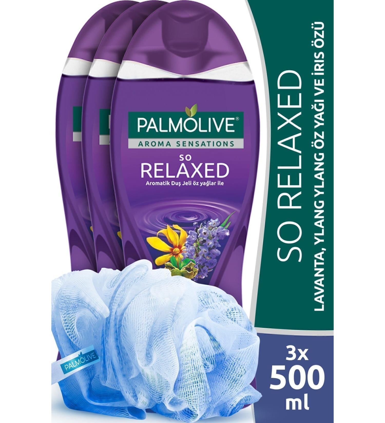 Palmolive Aroma Sensations So Relaxed Shower Gel 500 ml x 3 Pieces + Shower Fibre Gift
