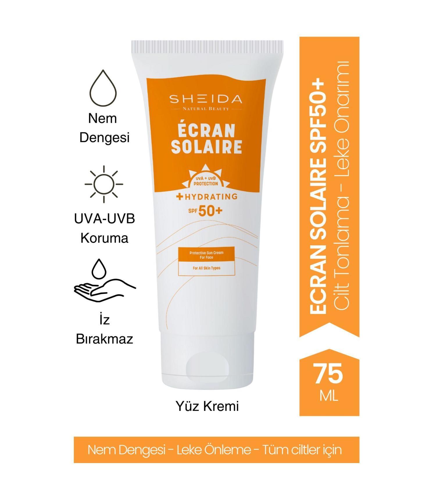 Sheida Ecran Solaire Face Sunscreen Spf 50 75 ml | Anti-Spot Moisturizer and Sunscreen - Buy Online on GoSupps.com
