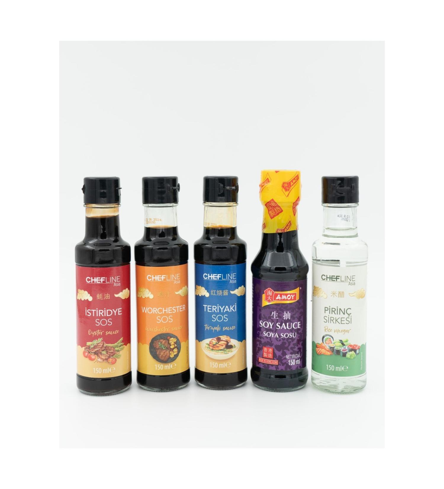 imported grocery Small Size Far East Sauce Set Oyster Worchester Teriyaki Soy Sauce Rice Vinegar Sushi Set - Buy Online on GoSupps.com