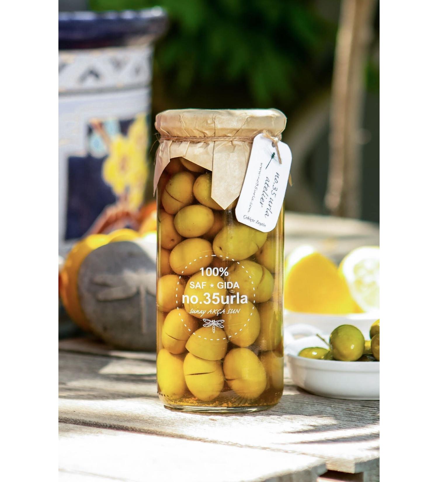 No35Urla Hammered Green Olives 500 Gr