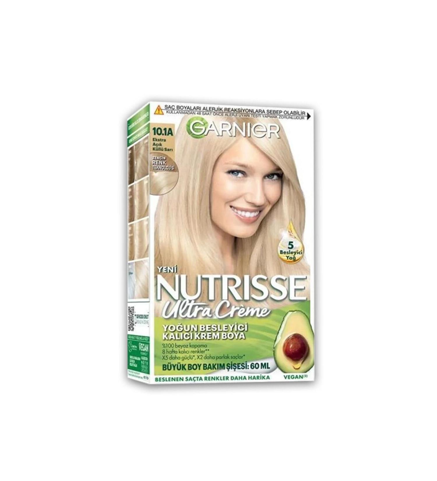 Garnier Nutrisse Intense Nourishing Permanent Creme Hair Dye 10.1a Extra Light Ash Blonde - Buy Online on GoSupps.com