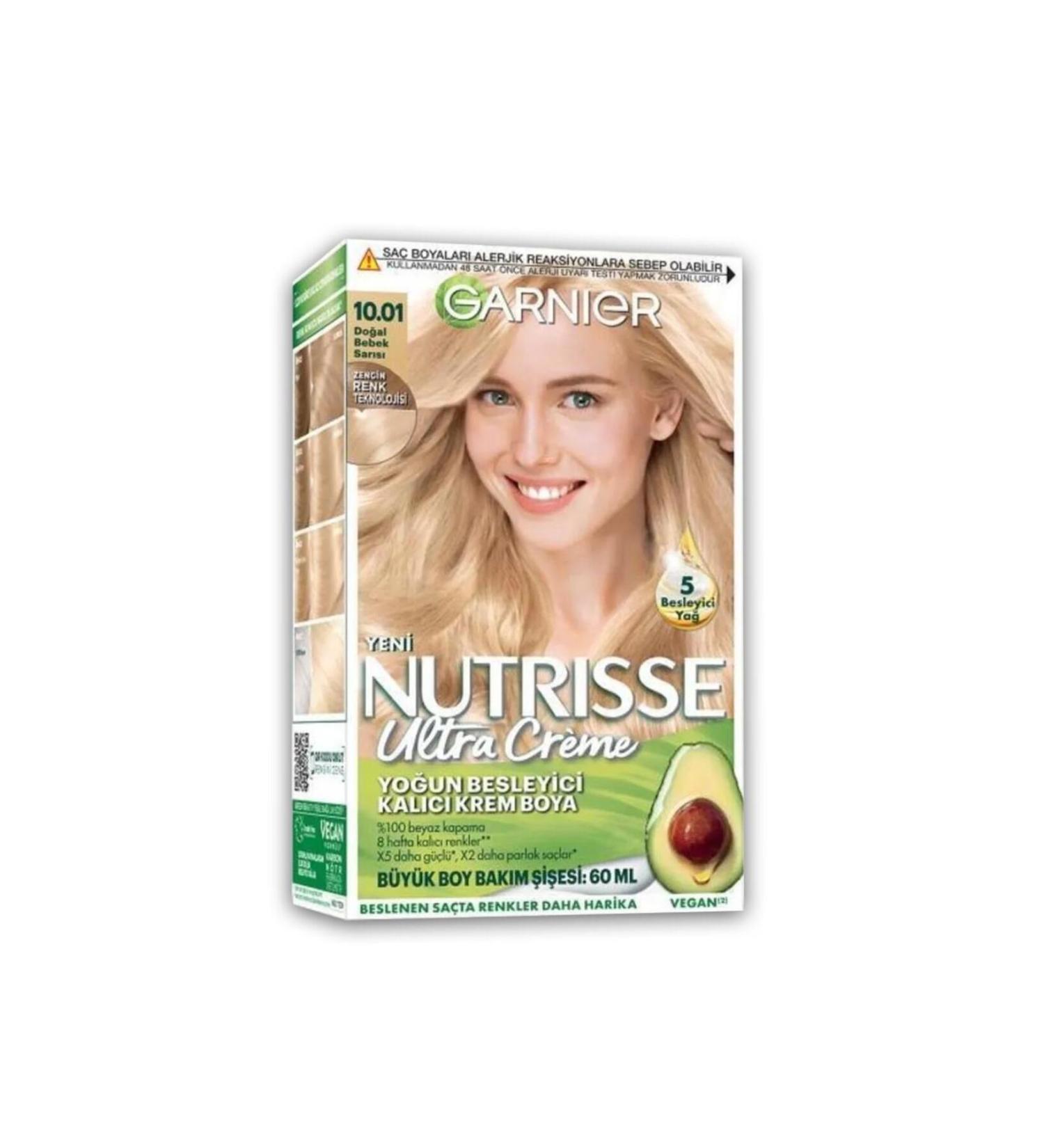 Garnier Nutrisse Intense Nourishing Permanent Cream Hair Dye 10.01 Natural Baby Blonde - Buy Online on GoSupps.com