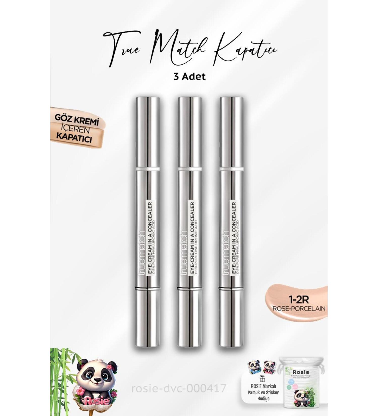 L'Oreal Paris 3 Pieces Loreal Paris Eye Cream Concealer Rose Porcelain 1-2.R and ROSIE