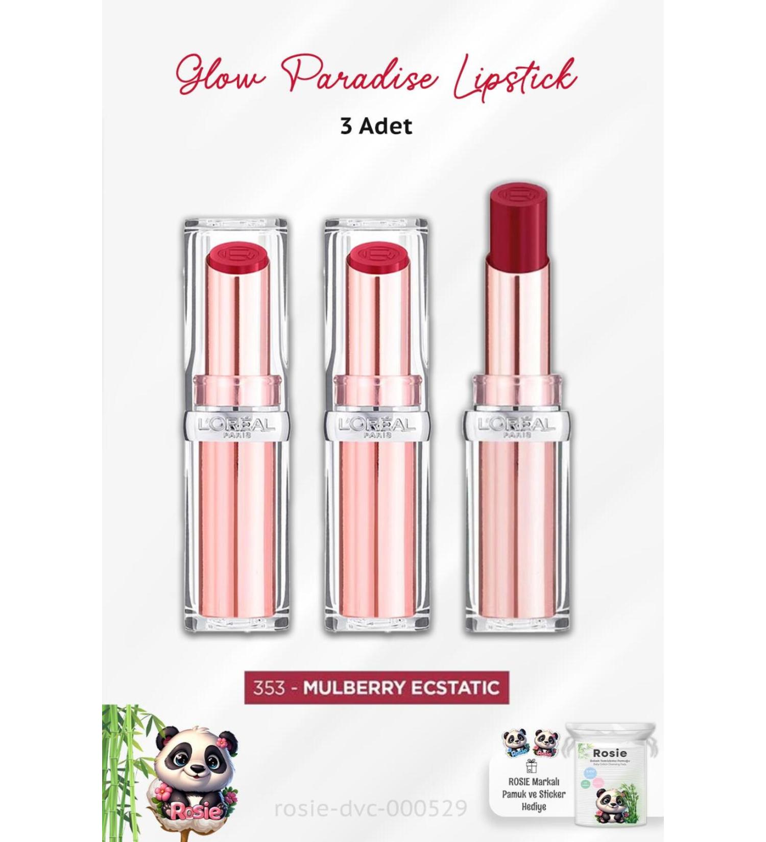 L'Oreal Paris 3 Pieces Loreal Paris Glow Paradise Lipstick 353 Mulberry and ROSIE - Buy Online on GoSupps.com
