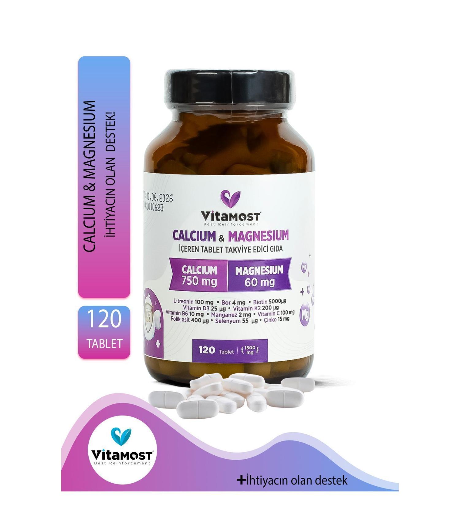 Vitamost Calcium | Magnesium 1500mg Zinc D3k2 (CALCIUM MAGNESIUM ZINC L-THREONINE) 120 Tablets - Buy Online on GoSupps.com