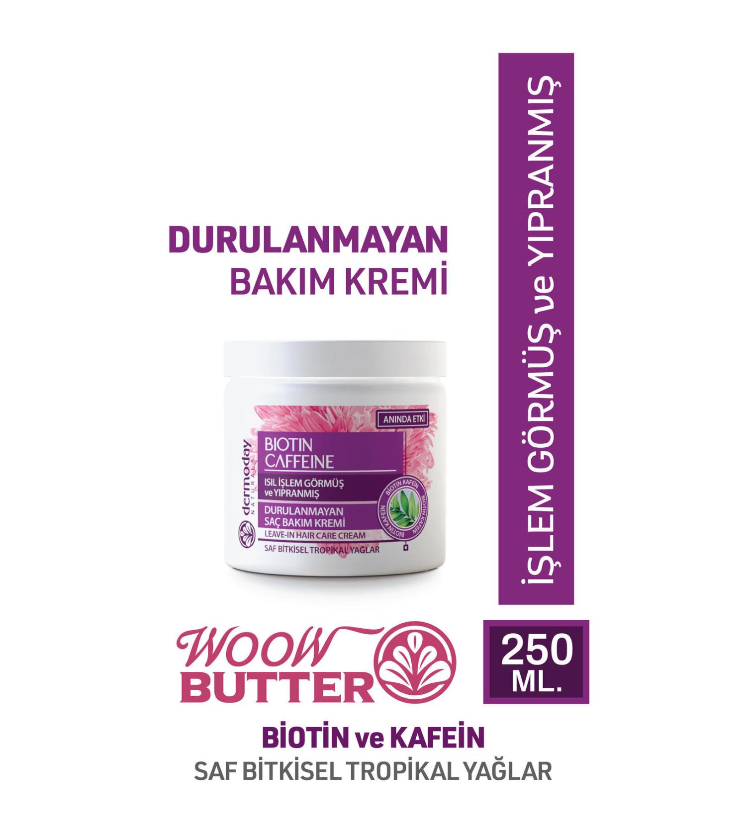 Dermoday Woow Butter Biotin-caffeine Leave-In Conditioner 250 ml for Treated Hair