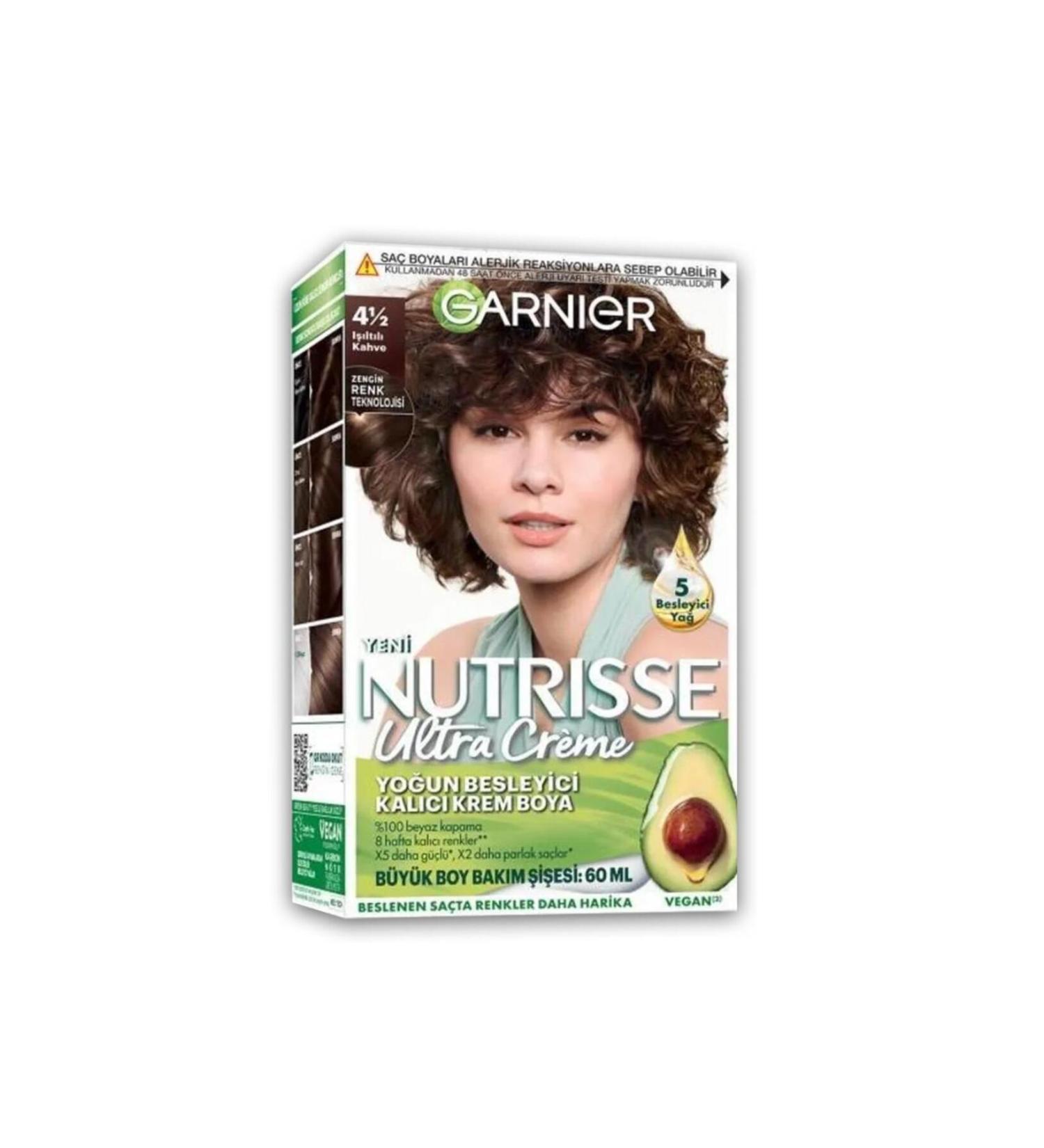 Garnier Nutrisse Intense Nourishing Permanent Cream Hair Dye 4 1:2 Luminous Brown - Buy Online on GoSupps.com