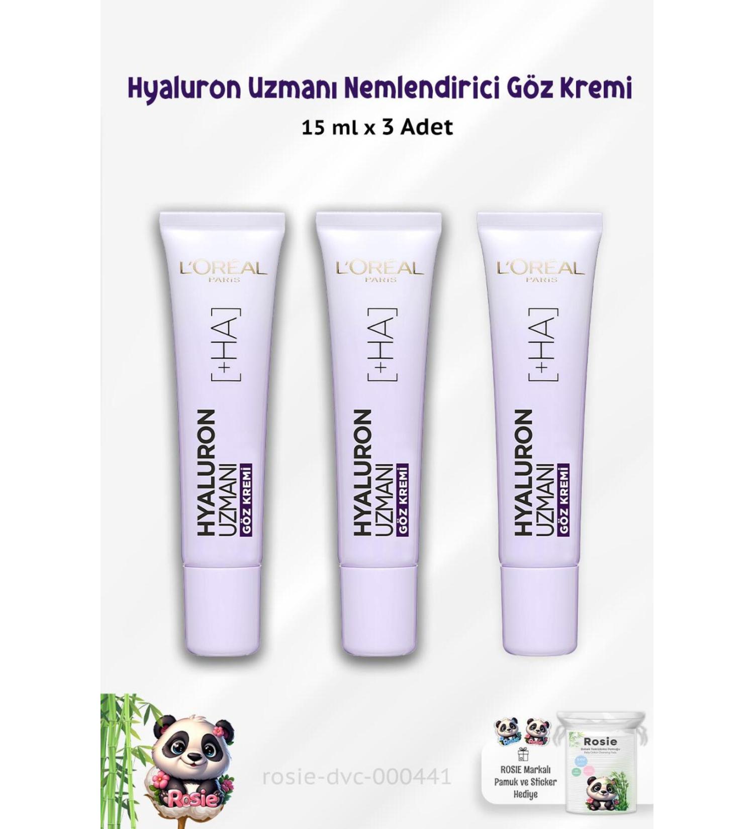L'Oreal Paris 3 Pieces Loreal Paris Hyaluron Expert Moisturizing Cream Eye 15 ml and ROSIE - Buy Online on GoSupps.com