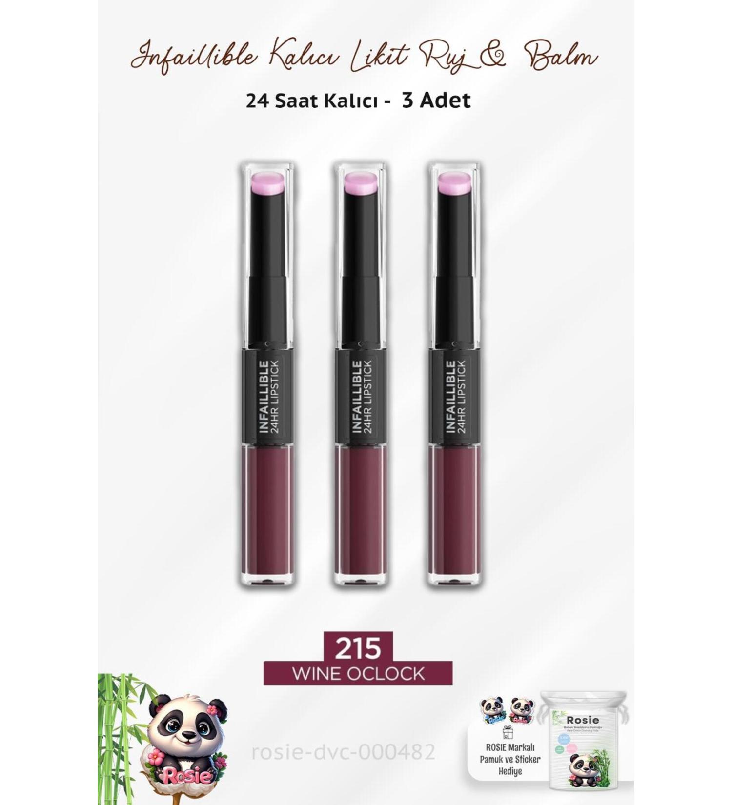 L'Oreal Paris Loreal Paris 3 Pieces Infaillible 24H Lasting Liquid Lipstick & Balm 215 Wine Oclock and ROSIE