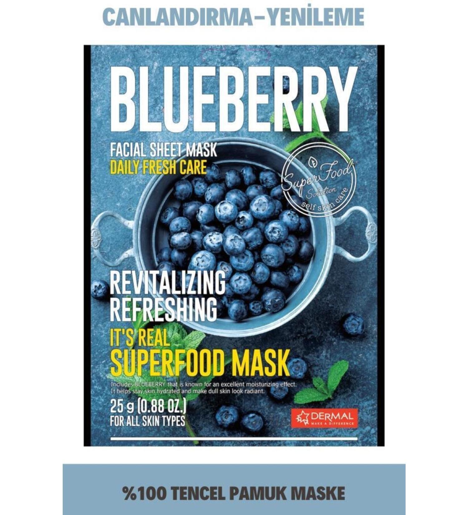Dermal Renewing and Revitalizing Blueberry Mask for All Skin Types 25 gr - Buy Online on GoSupps.com
