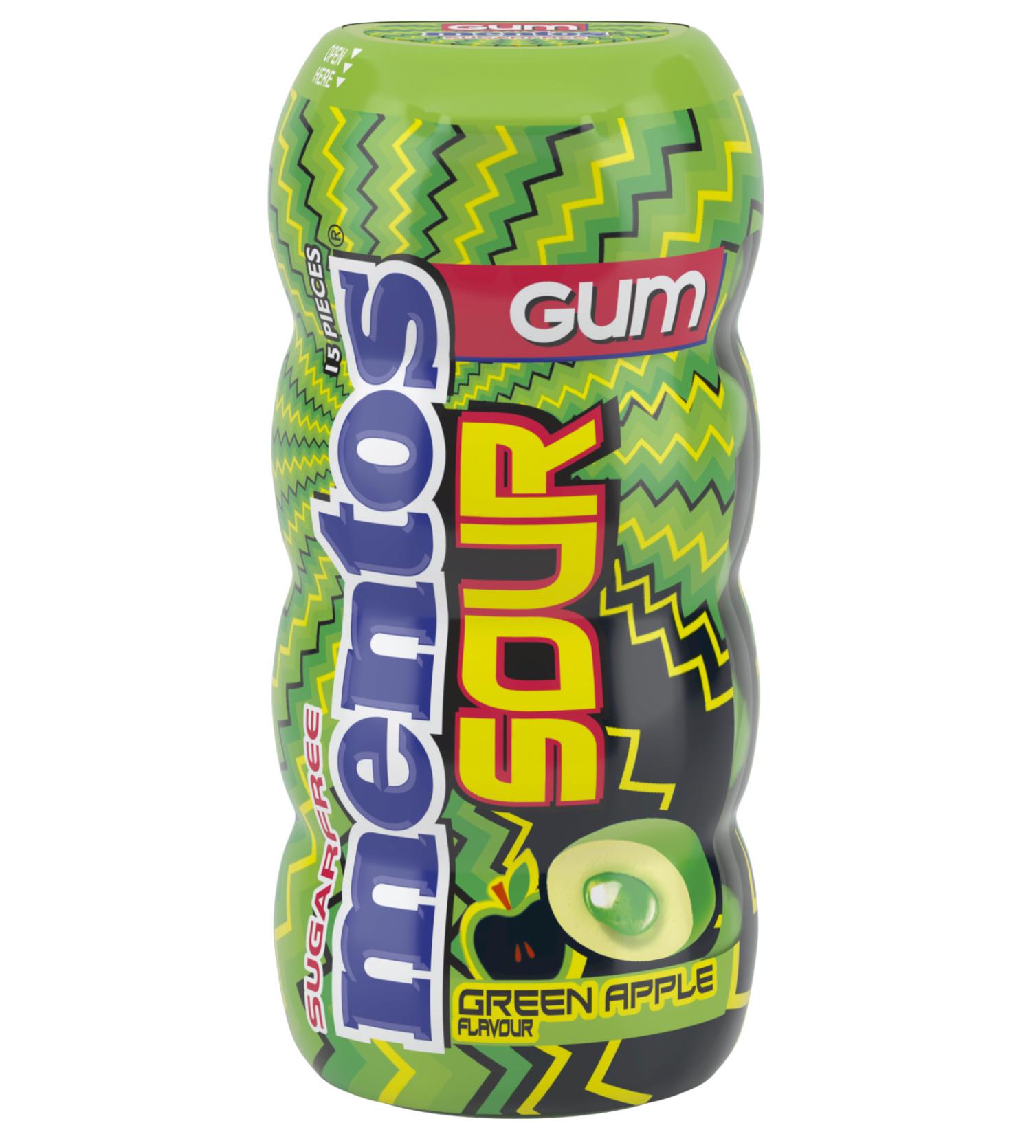 Mentos New Sour Gum Green Apple Flavored 30 Gr x 12 Pieces