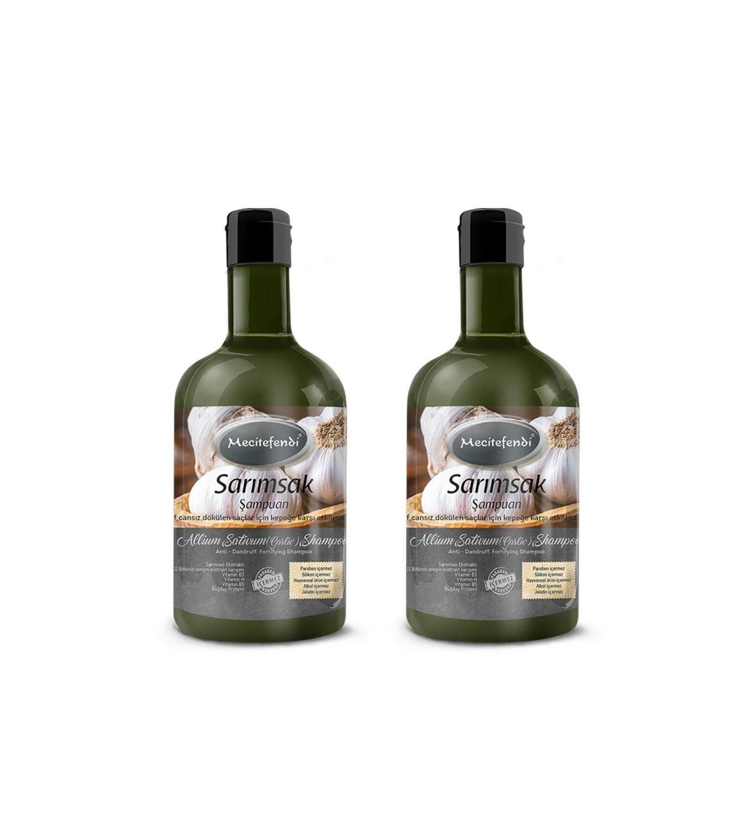 Mecit Efendi Garlic Shampoo 400 ml Herbal Essence Shampoo Against Hair Loss and Dandruff 2 Pack