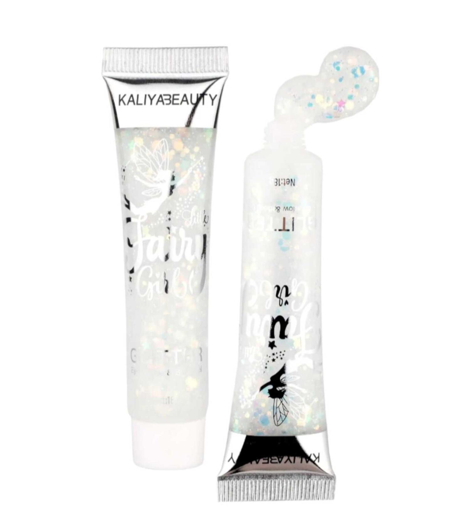 KALIYABEAUTY Face and Body Fairy Girl Glitter Gel Silver 6 Different Glitter Tones and Colors