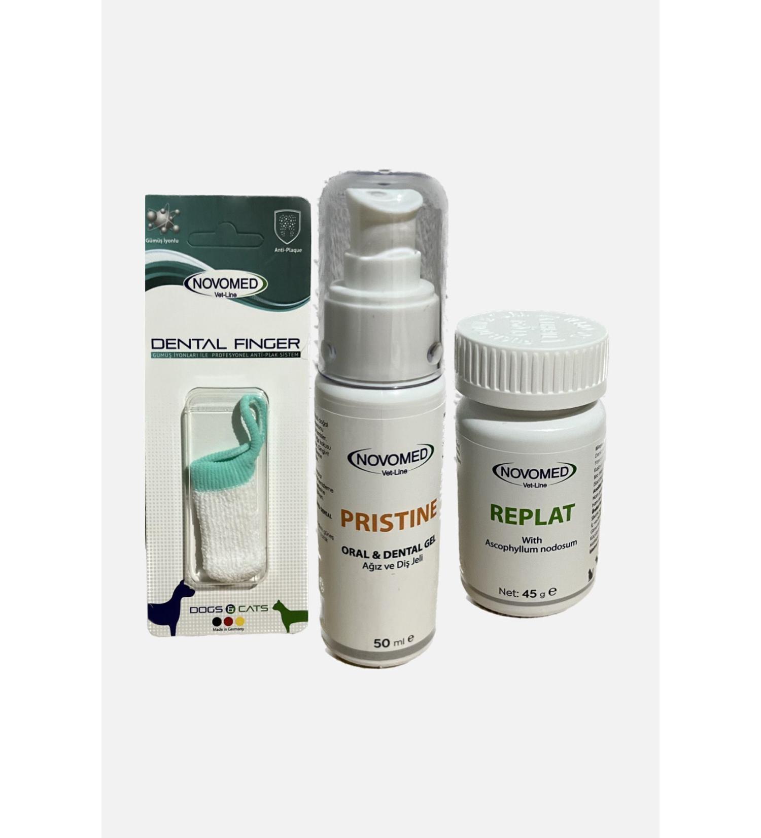 novomed Pristine | Dental Finger | Replat | 3 Pack | Oral and Dental Health | Cat | Dog