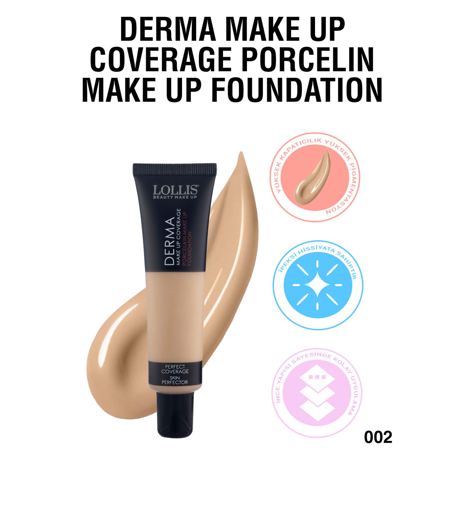 Lollis Derma Make Up Coverage Porcelain Make Up Foundation / Derma High Coverage Porcelain Foundation 002 - Buy Online on GoSupps.com