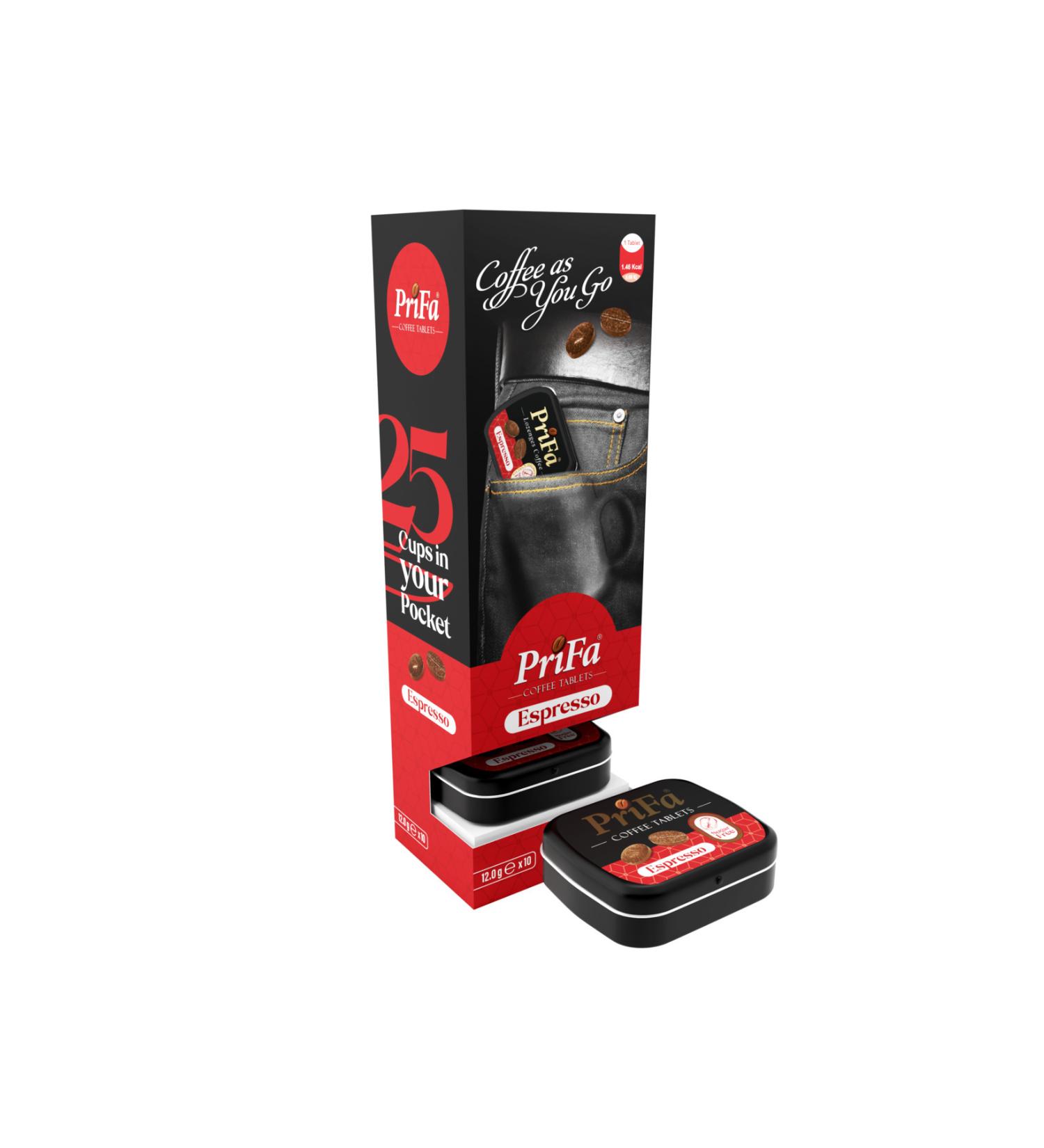 prifa coffee tablets Box sugar-free real coffee no added sugar absorbable coffee tablets