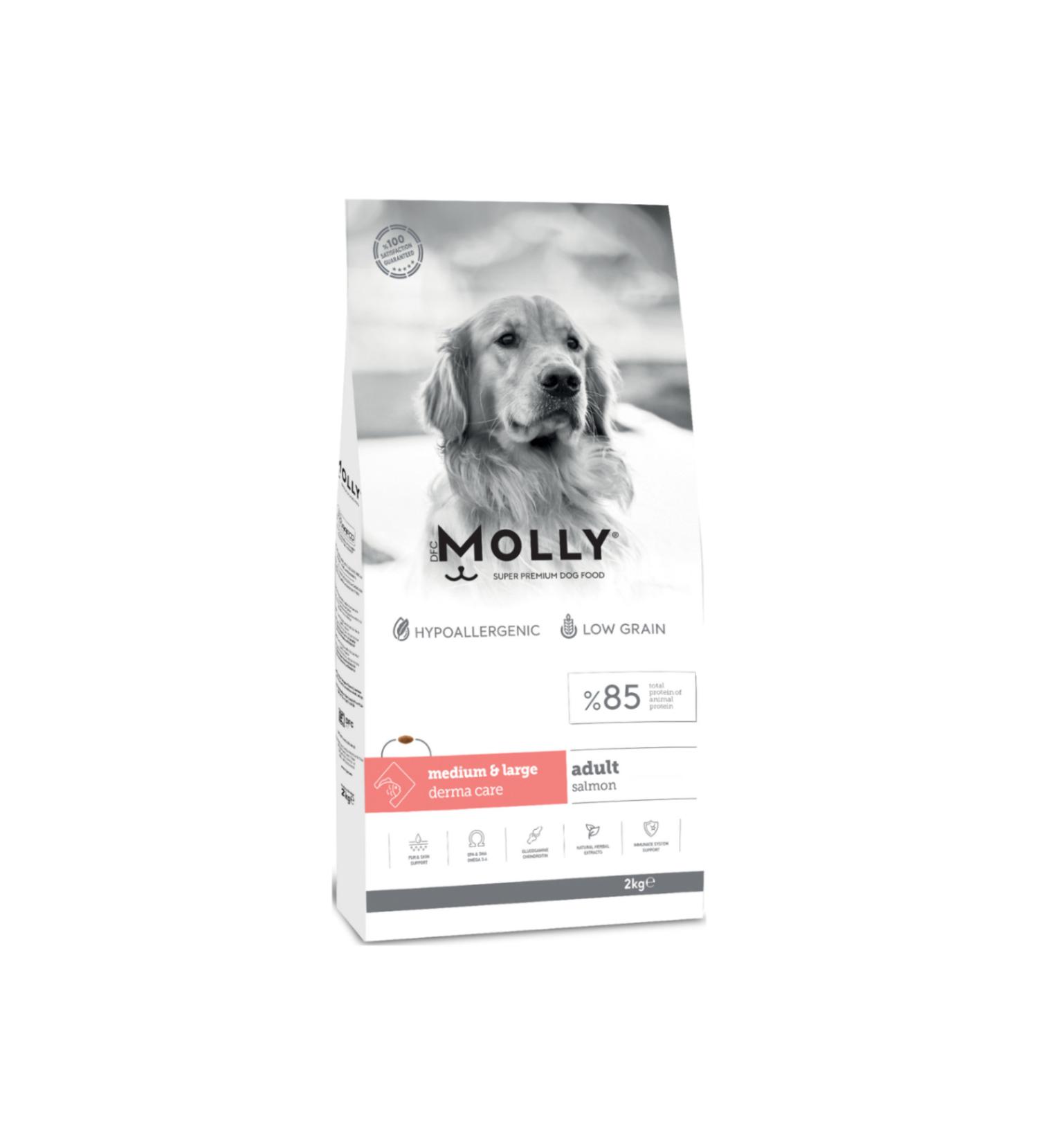 Molly Medium Adult Derma Care Salmon Medium and Large Breed Adult Dog Food 2 Kg