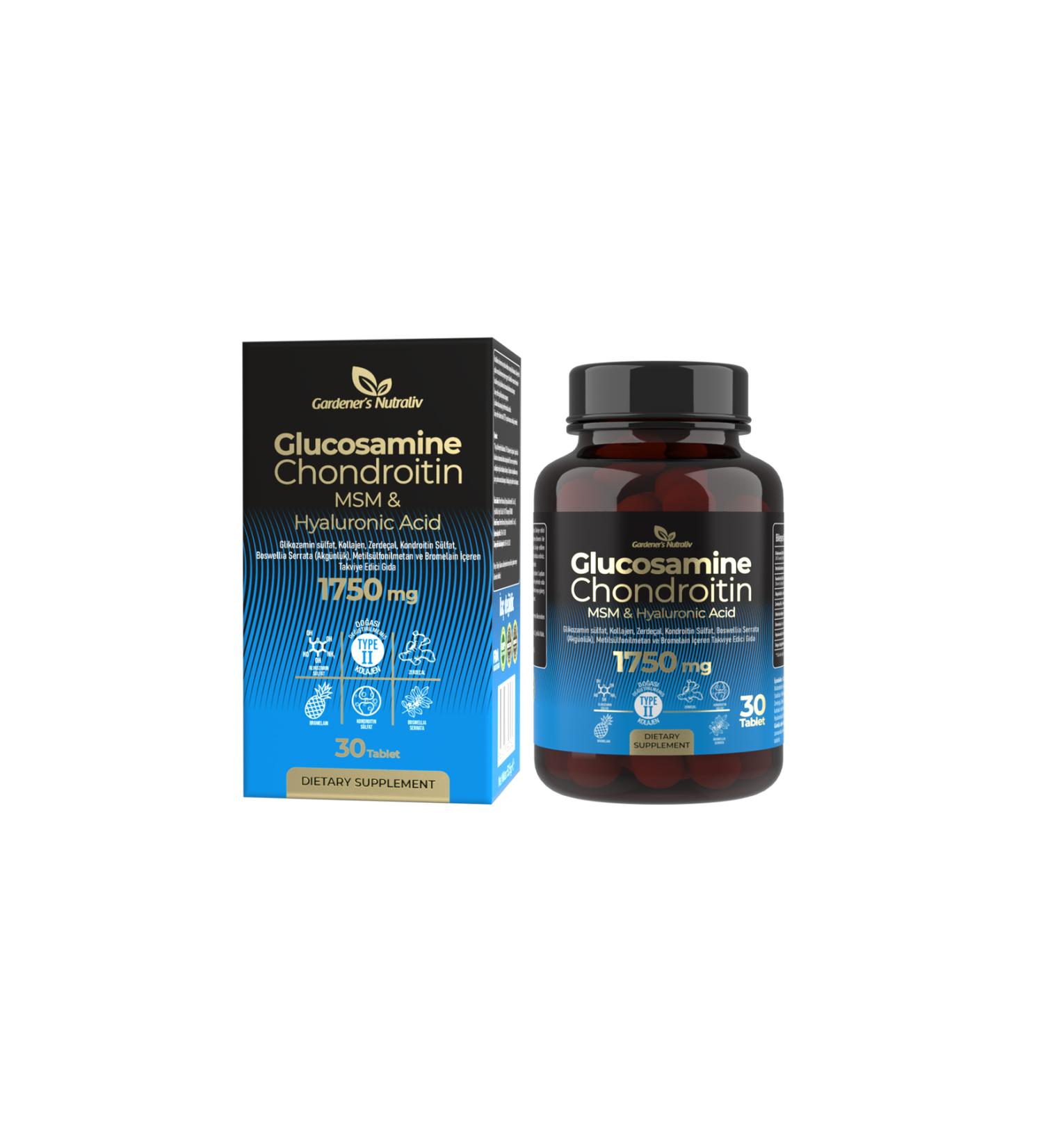 GARDENERS NUTRALIV Glucosamine MSM Chondroitin Collagen Hyaluronic acid Bromelain Boswellia Turmeric 30 Tablets - Buy Online on GoSupps.com