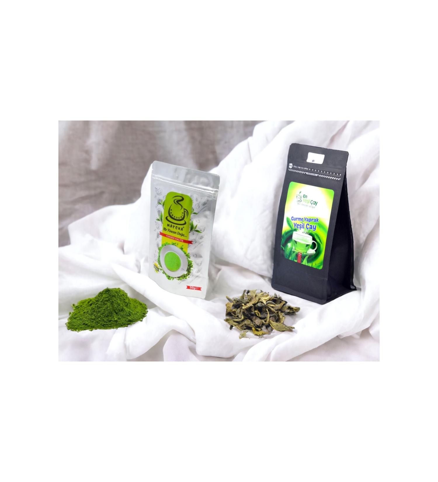 Enye il ay Pure Matcha 50 Gr + Gourmet Leaf Green Tea 100 Grams