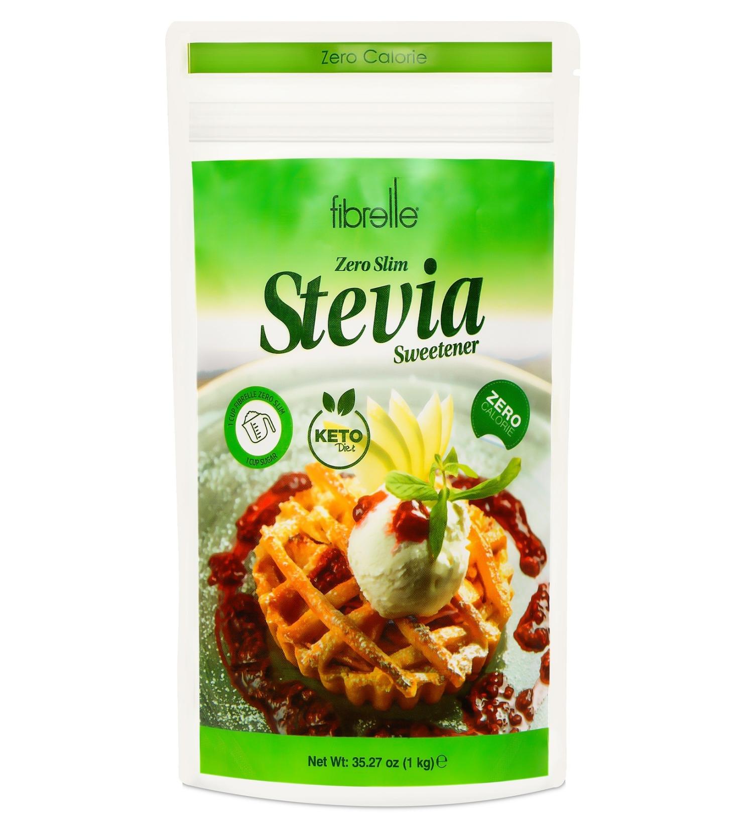 Fibrelle Zero Slim Stevia Sweetener 1 Kg Suitable for Keto / Ketogenic / Vegan Diet.