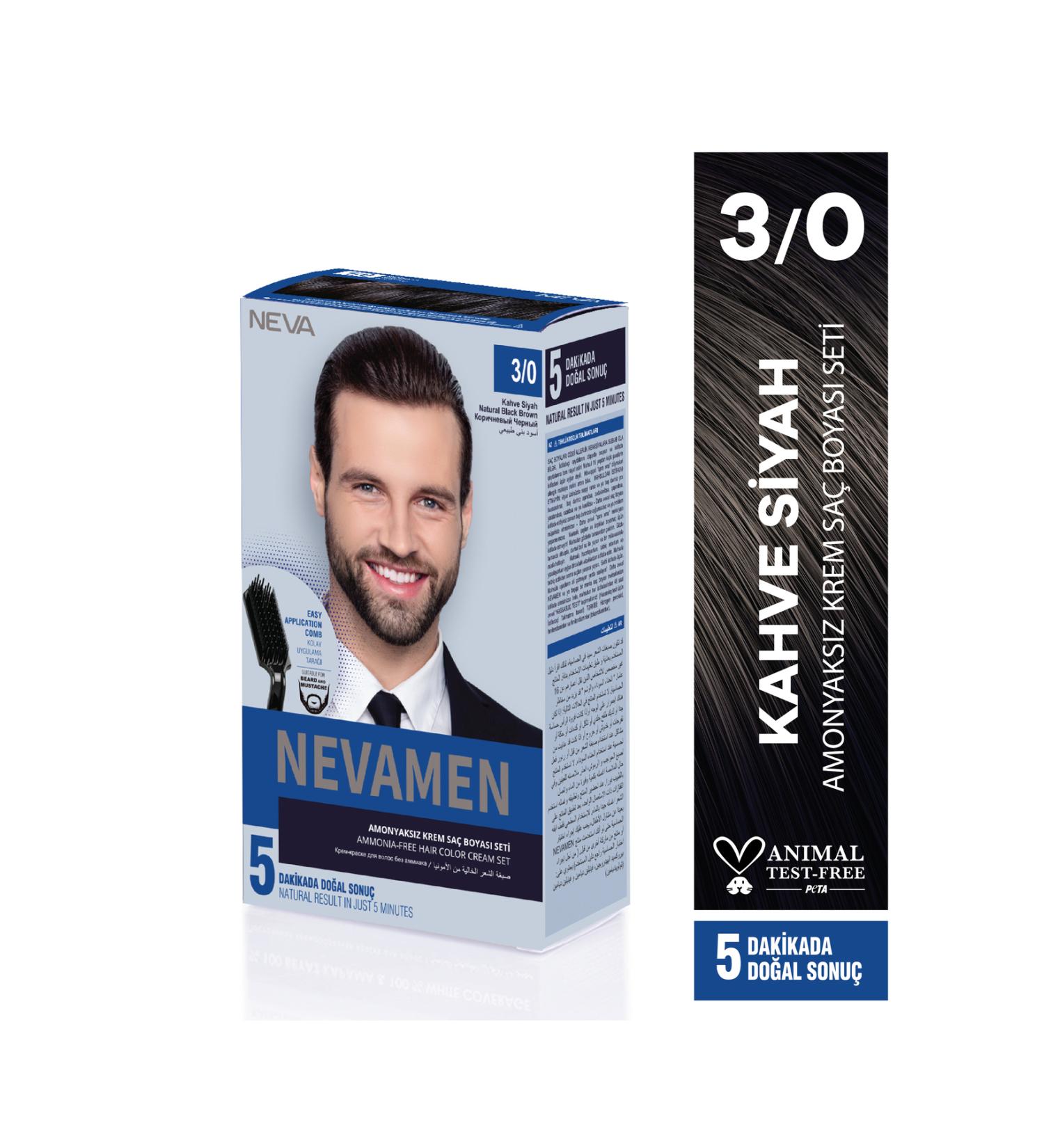 Neva Men 3.0 Coffee Black Men Ammonia Free Cream Hair Dye Set - Buy Online on GoSupps.com