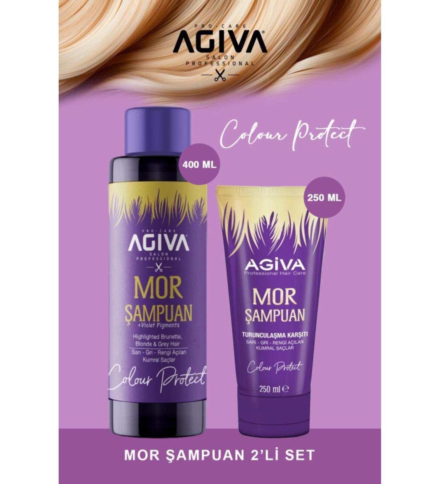 Agiva Anti-Orange Purple-Silver Shampoo for Blonde-Gray-Blonde Hair 400+250ML - Buy Online on GoSupps.com