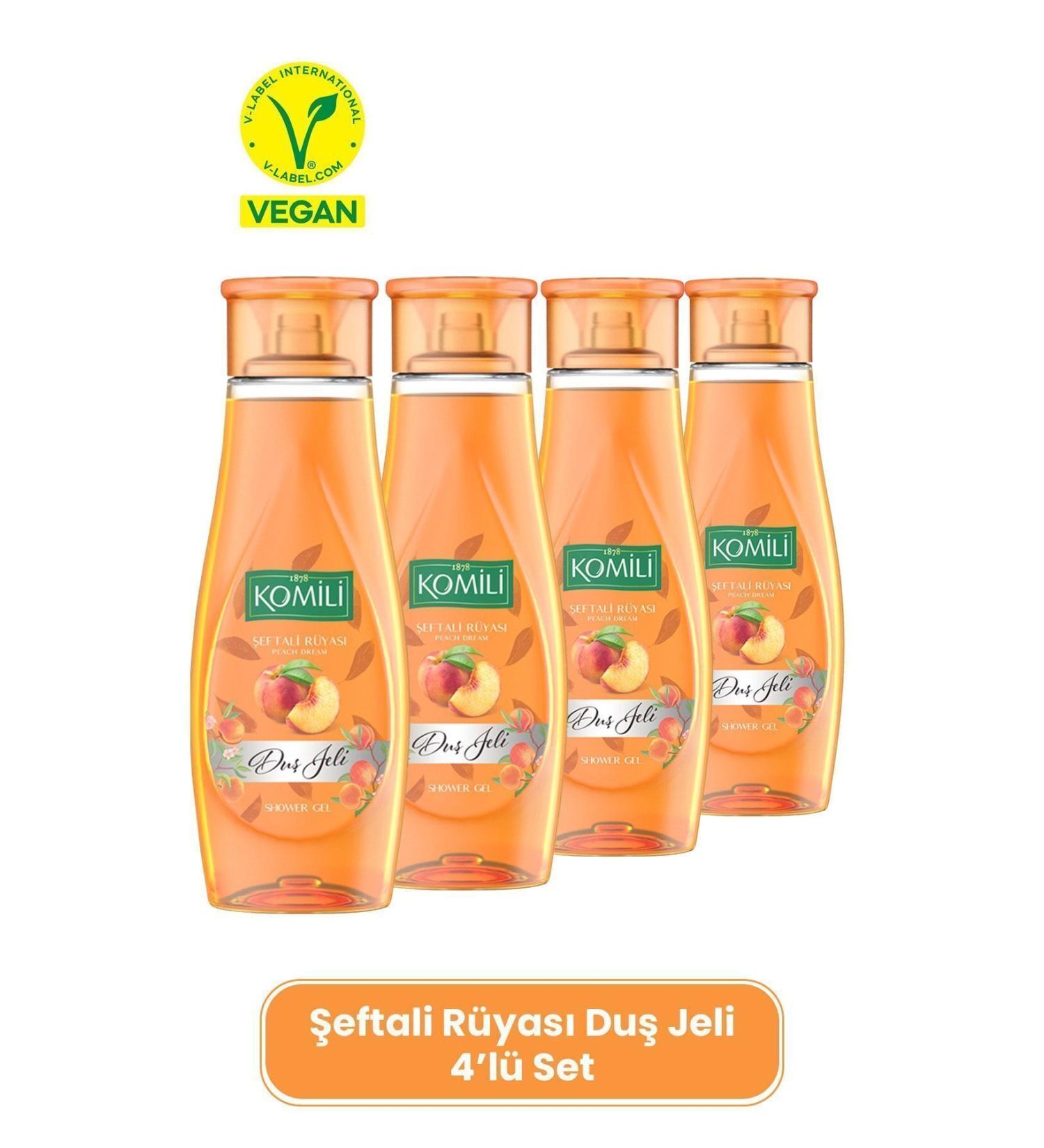 Komili Peach Dream Vegan Shower Gel Set of 4 - Peach and Summer Fruits Scented - 4 X 500 ML - Buy Online on GoSupps.com