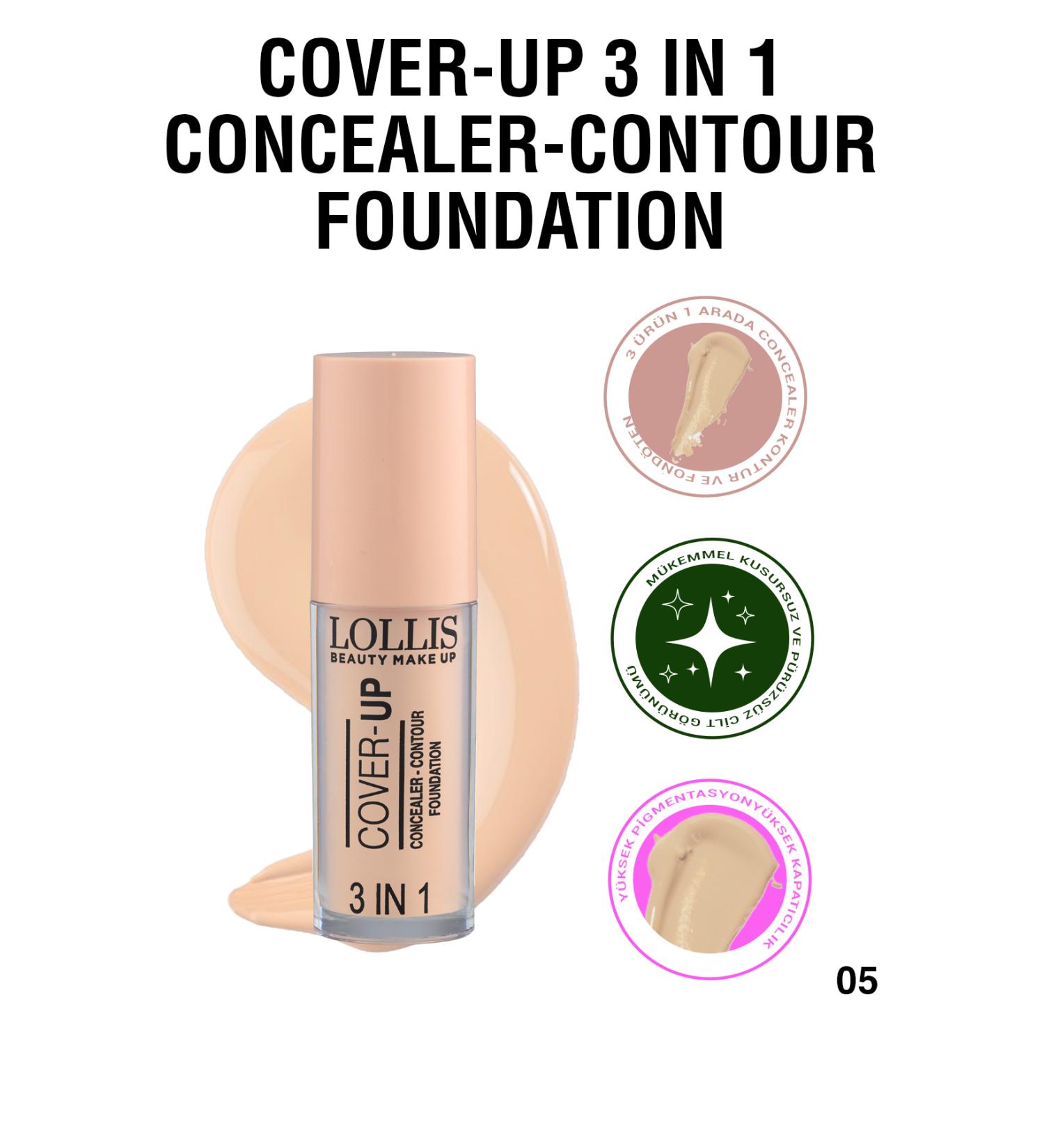 Lollis Cover - Up 3 in 1 Concealer Contour Foundation / Cover - Up 3 in 1 Concealer Contour Foundation 05 - Buy Online on GoSupps.com