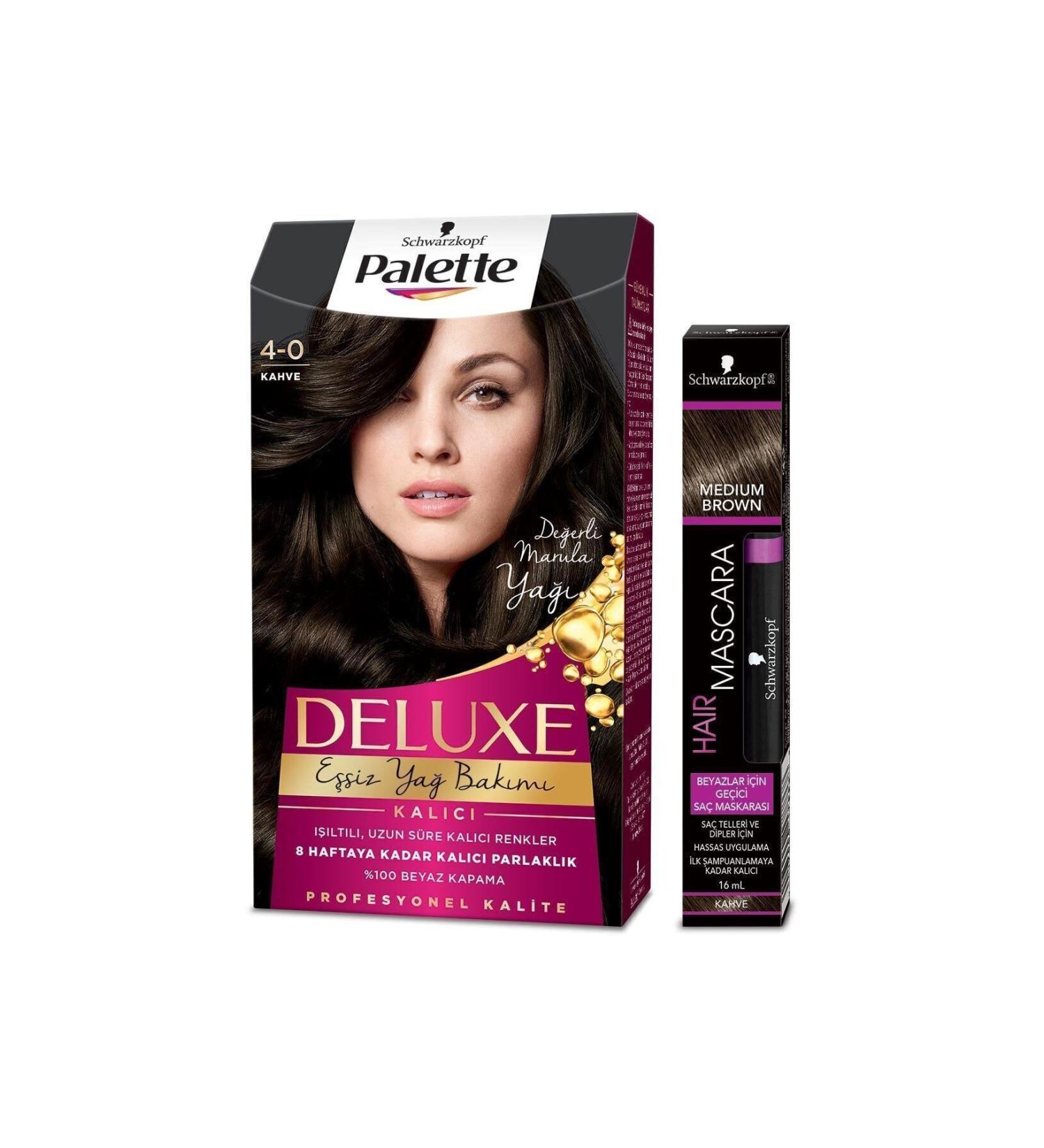 Palette Palette Deluxe Hair Dye 4-0 Brown + Hair Mascara Medium Brown